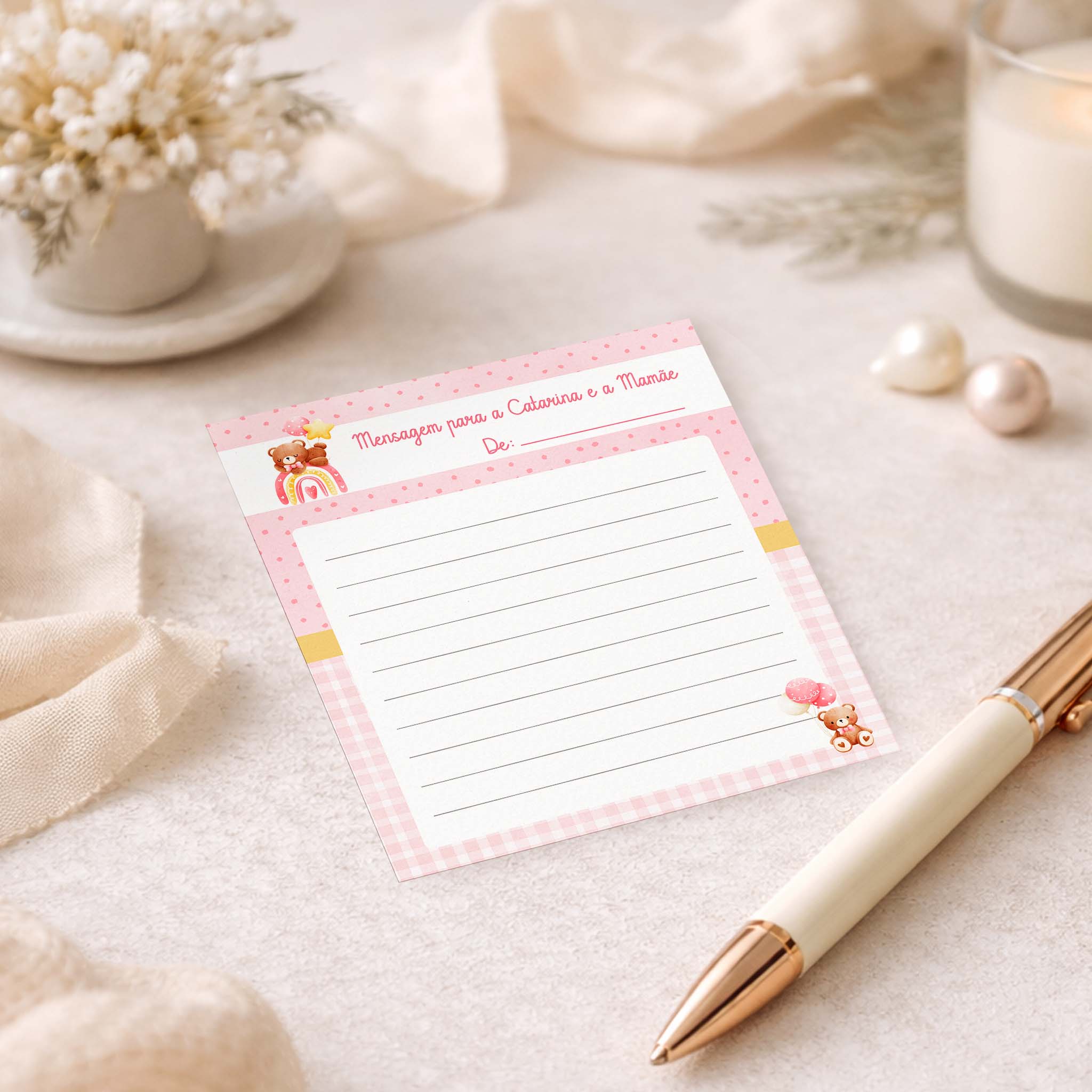 Cartão para Mensagem Chá de Bebê Ursinho