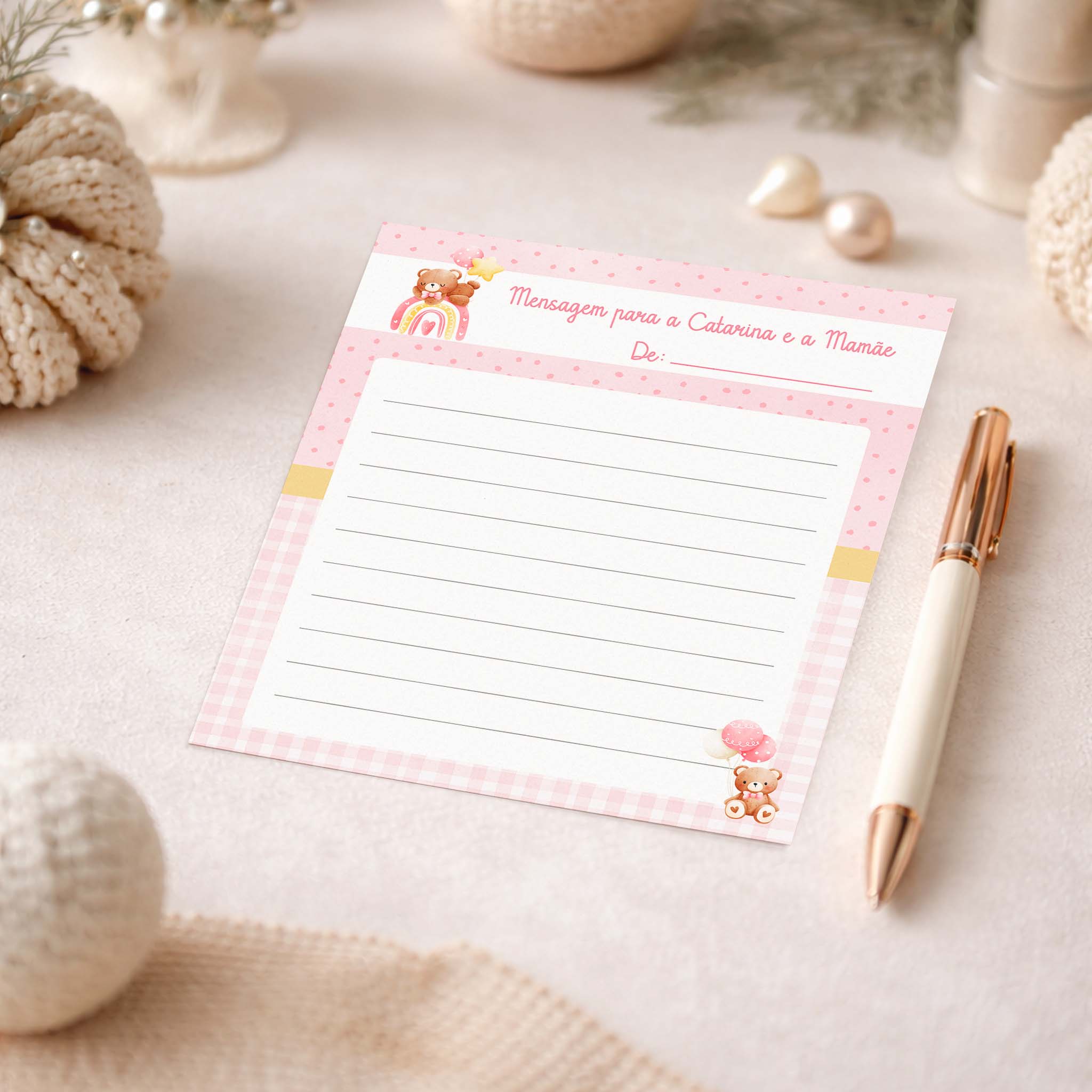 Cartão para Mensagem Chá de Bebê Ursinho