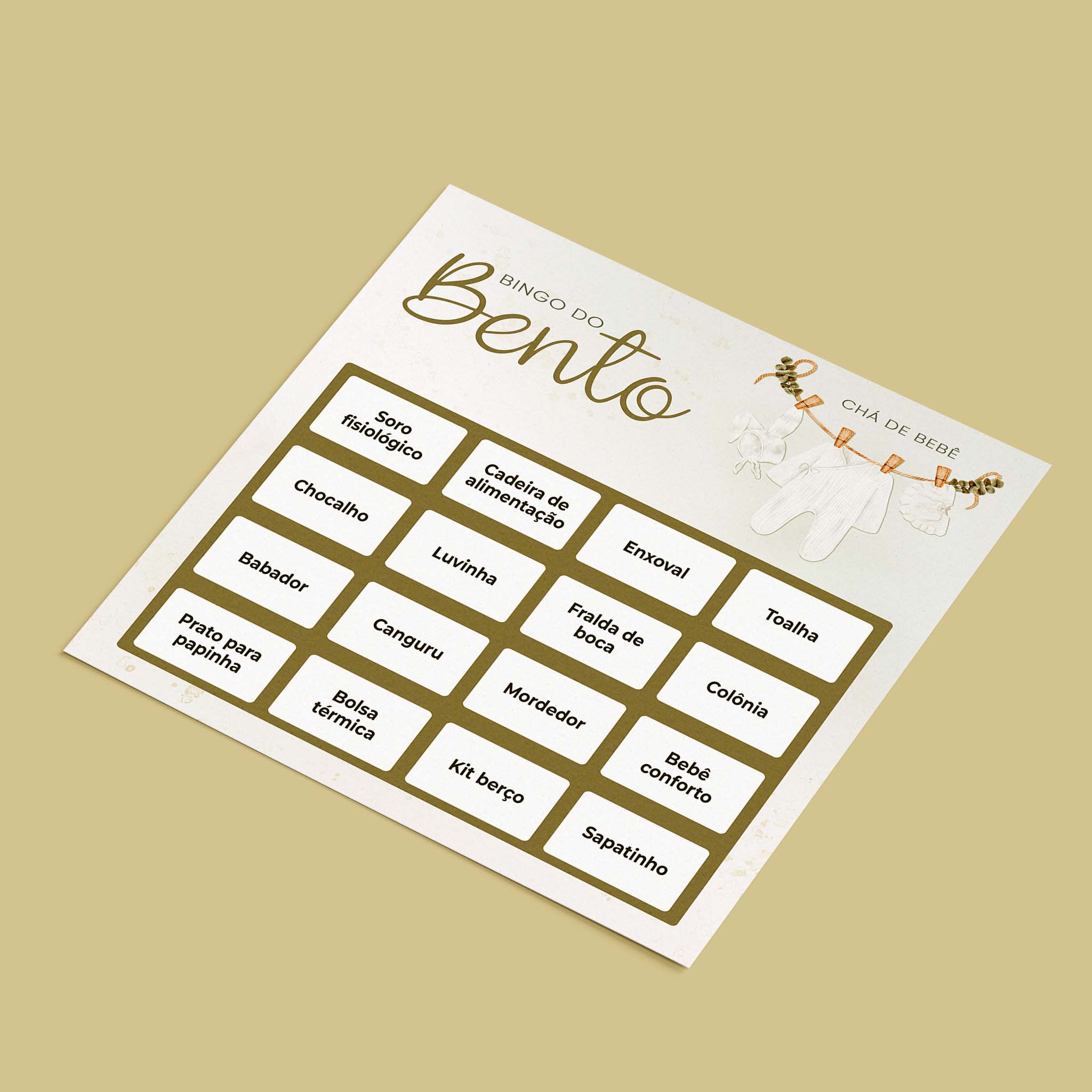 Cartelas de Bingo Chá de Bebê Roupinhas