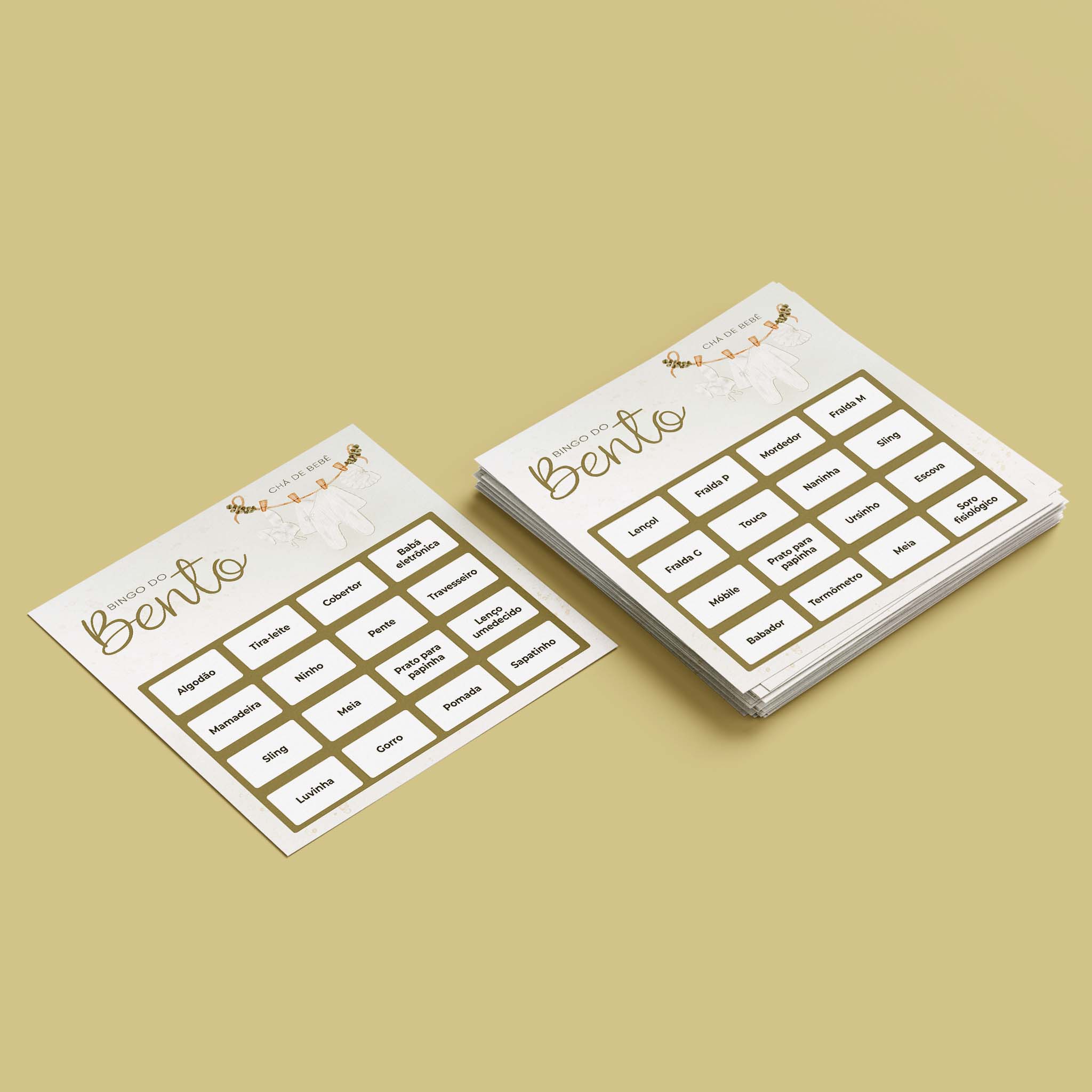 Cartelas de Bingo Chá de Bebê Roupinhas