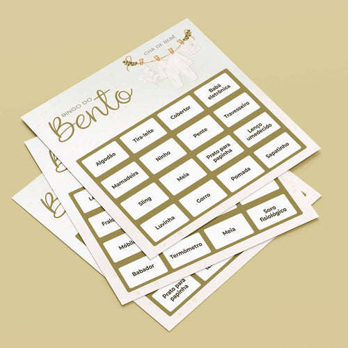 Cartelas de Bingo Chá de Bebê Roupinhas