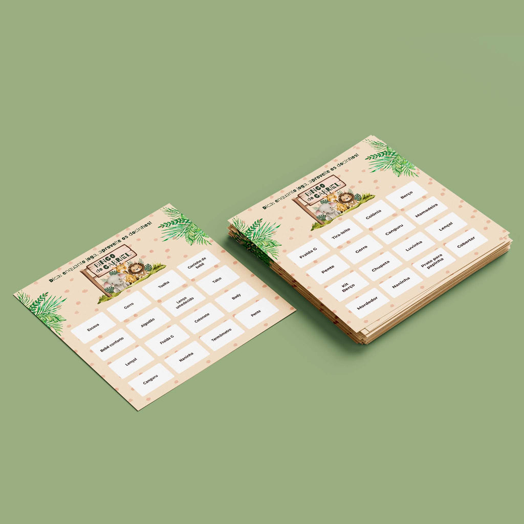 Baby Shower Teddy Bear Bingo Cards