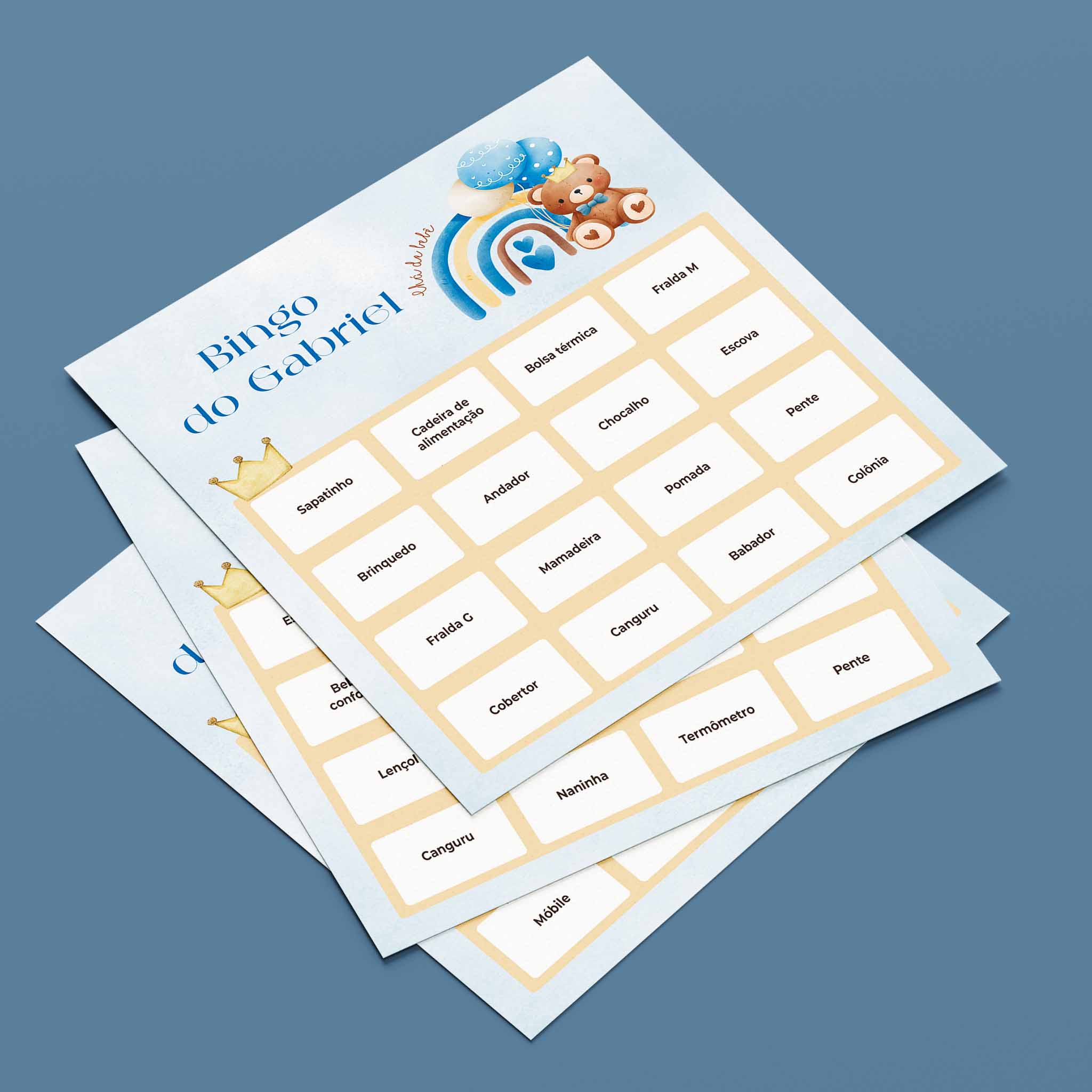 Baby Shower Teddy Bear Bingo Cards