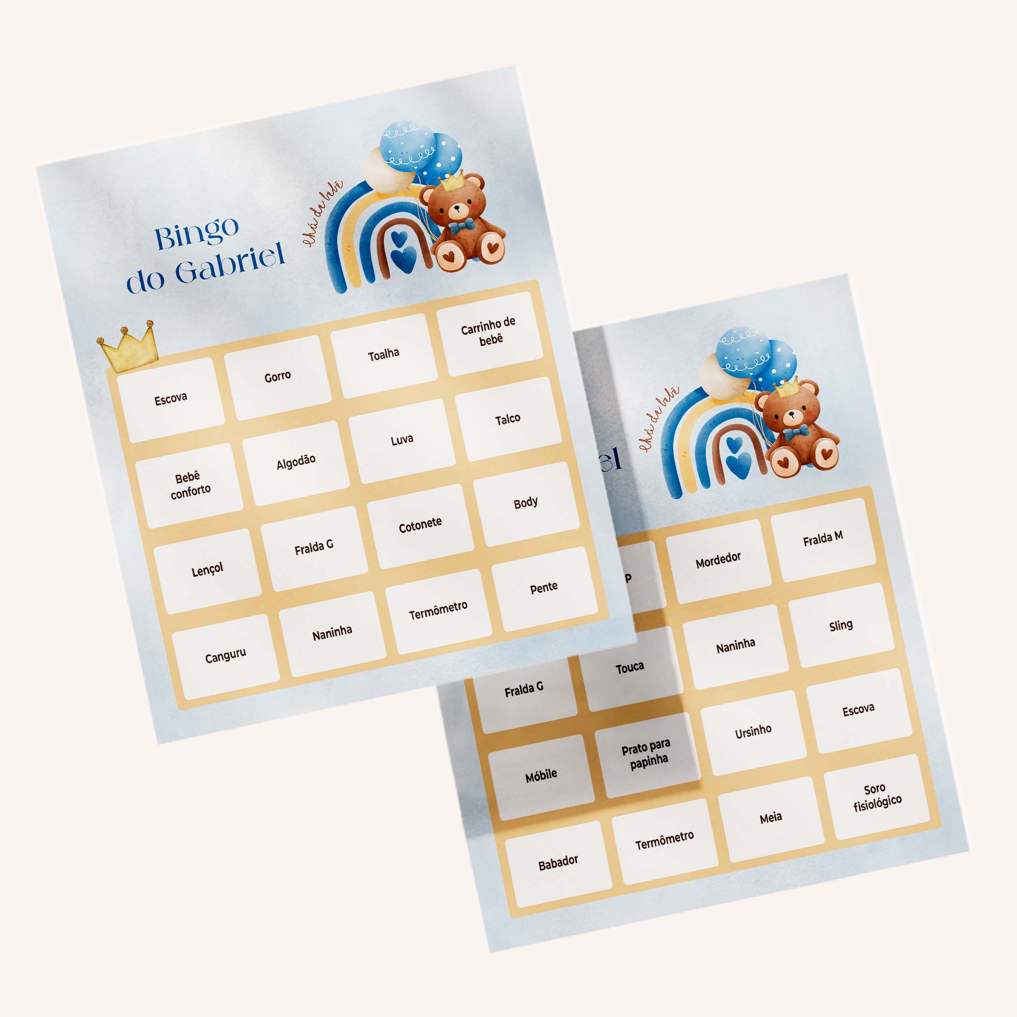 Baby Shower Teddy Bear Bingo Cards