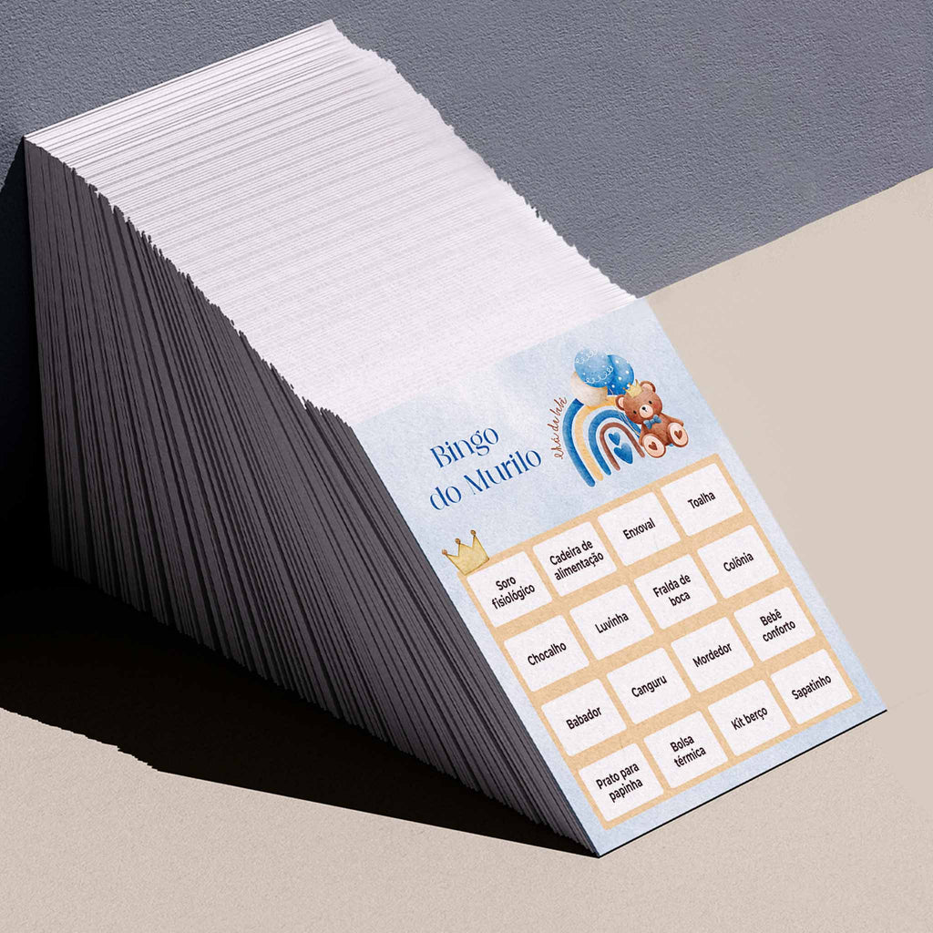 Cartelas de Bingo Chá de Bebê Ursinho