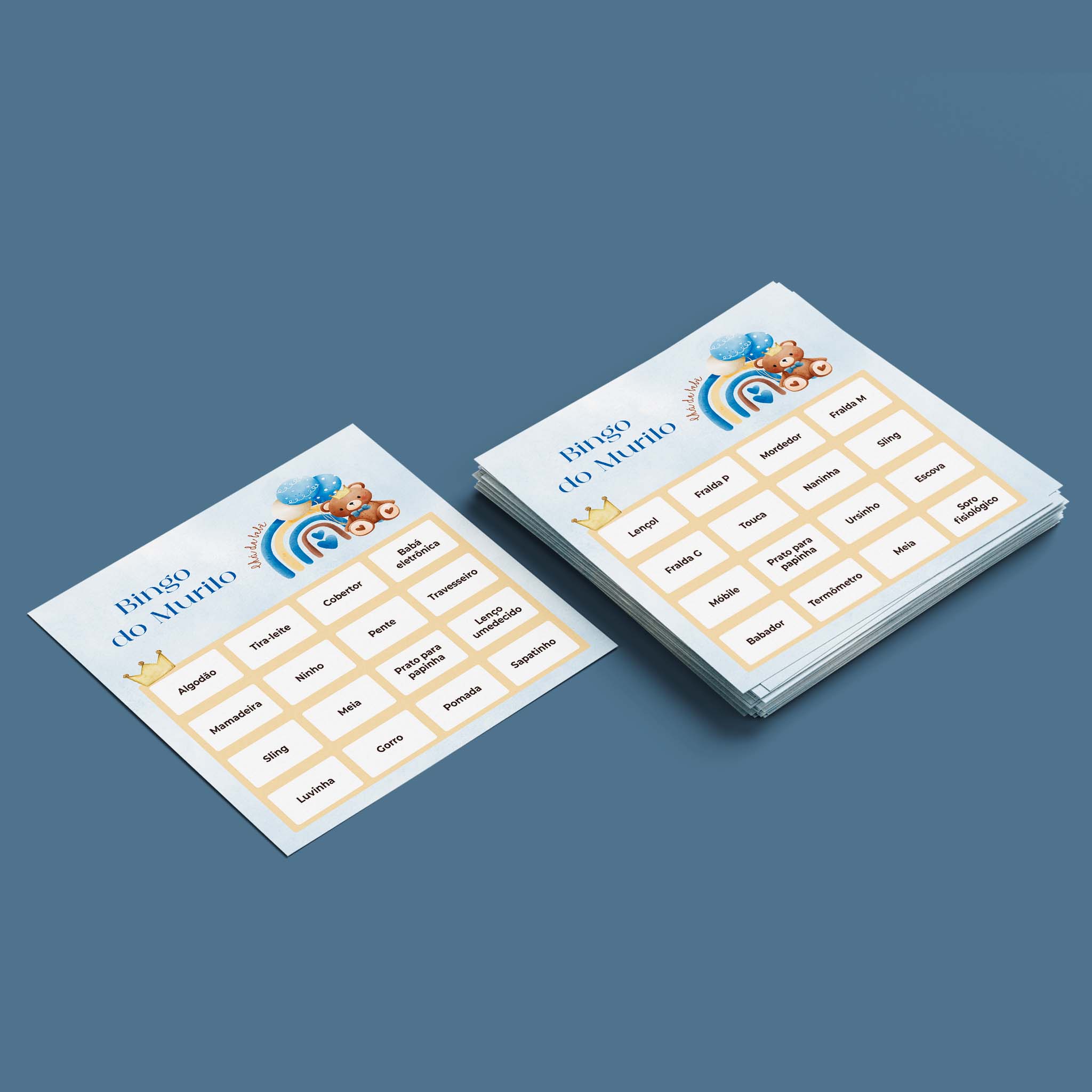 Cartelas de Bingo Chá de Bebê Ursinho