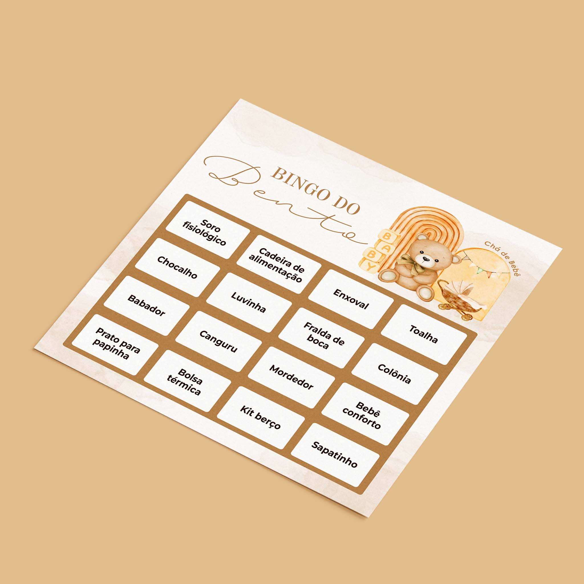 Cartelas de Bingo Chá de Bebê Ursinho
