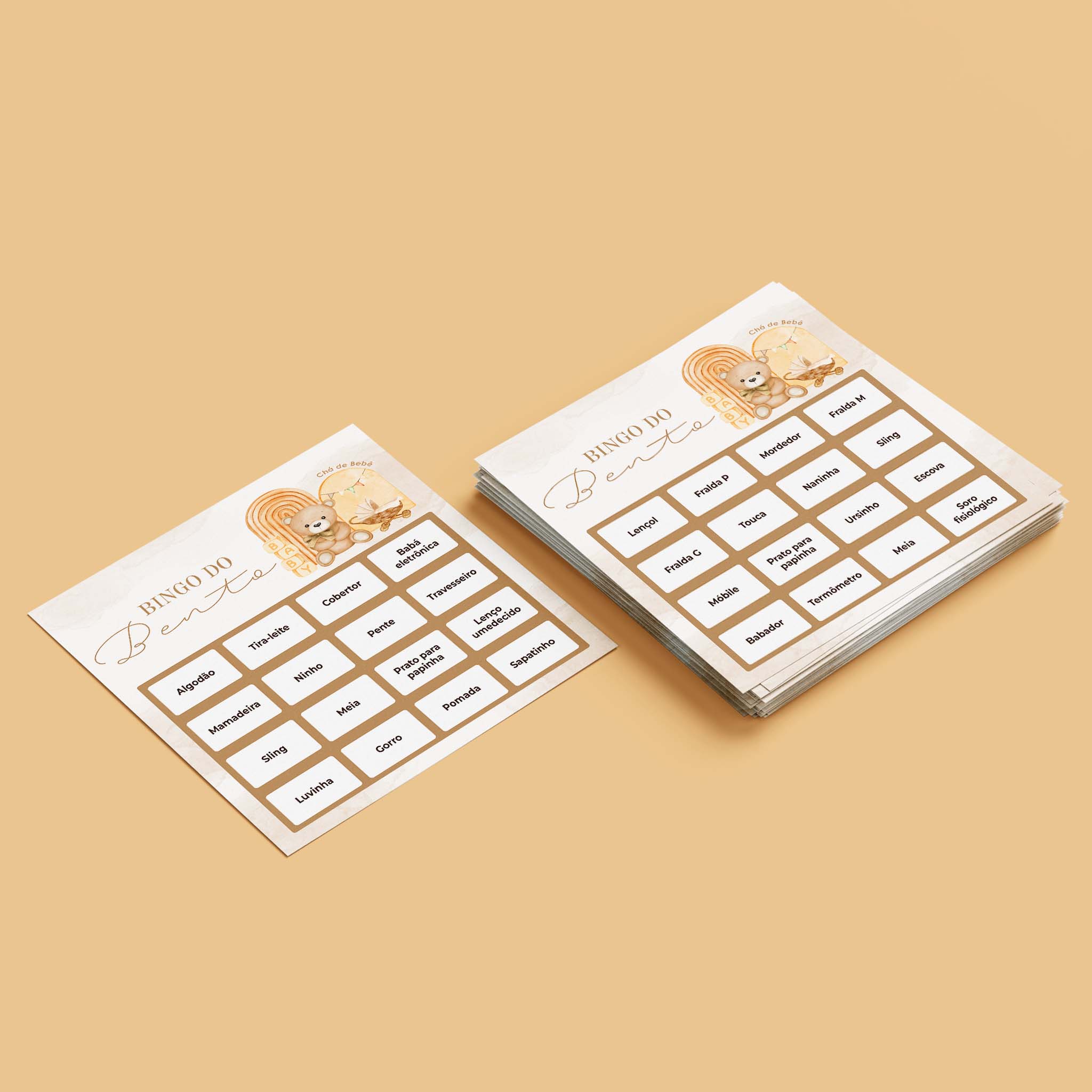 Cartelas de Bingo Chá de Bebê Ursinho