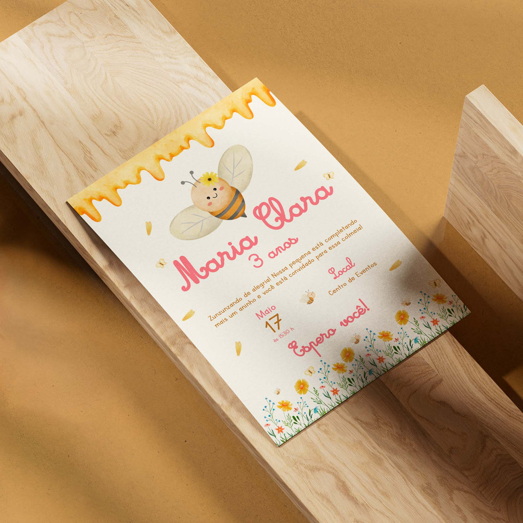 Invitación de cumpleaños de abeja digital