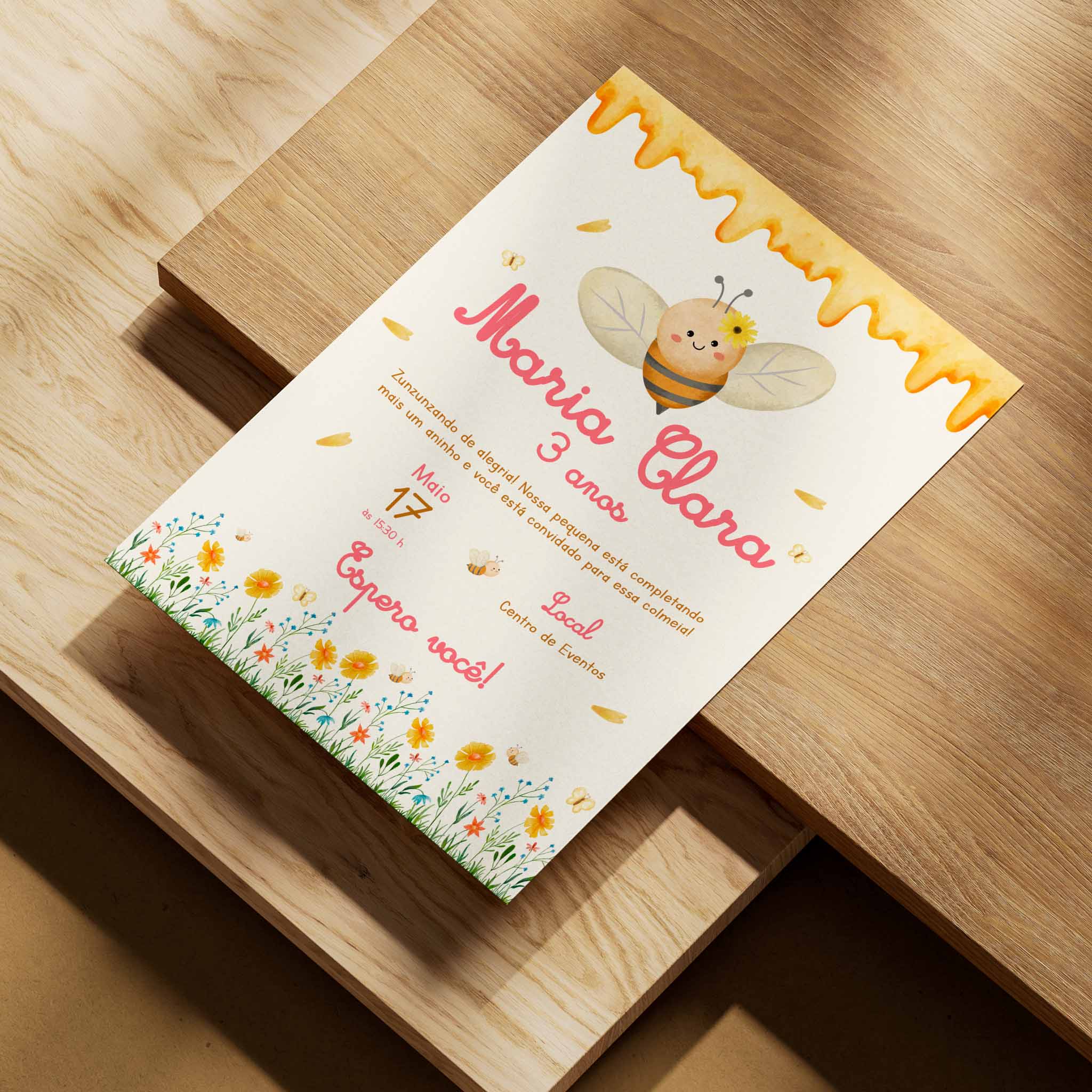 Invitación de cumpleaños de abeja digital