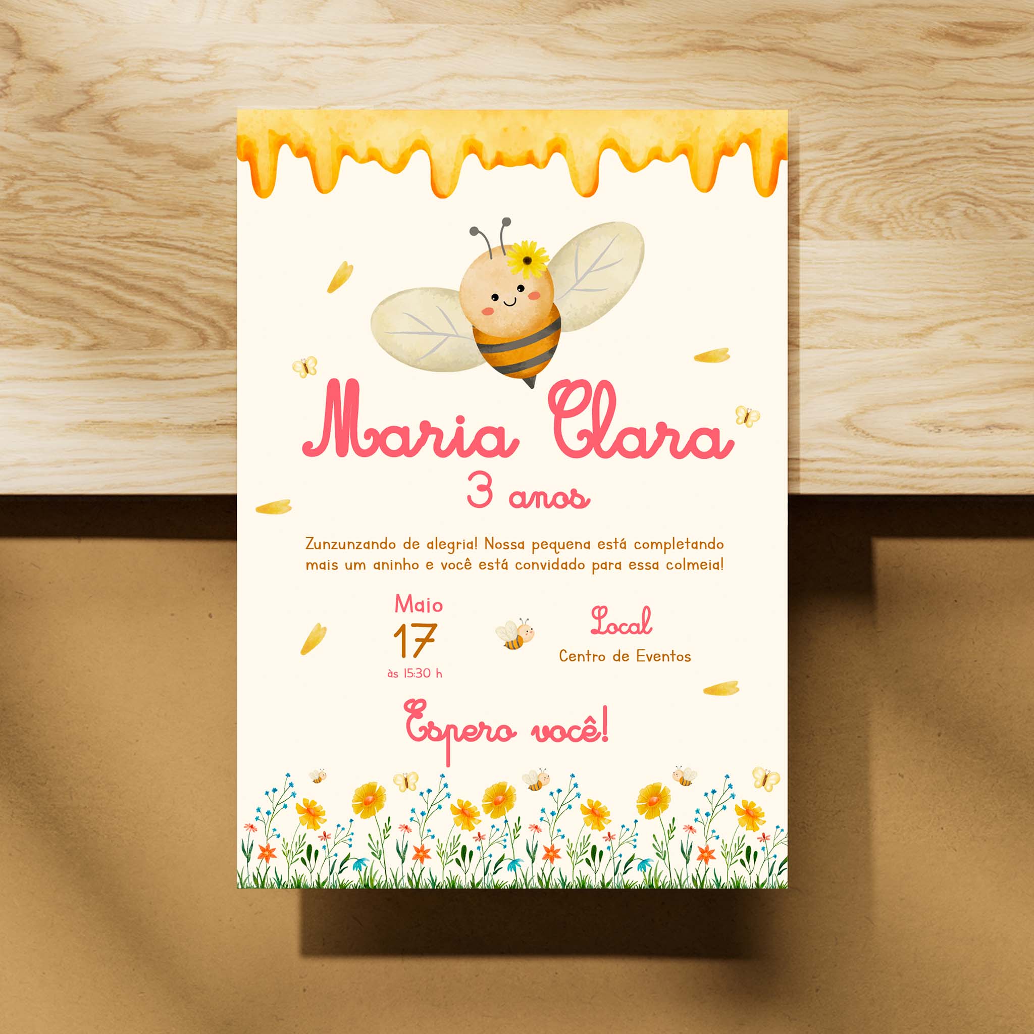 Invitación de cumpleaños de abeja digital