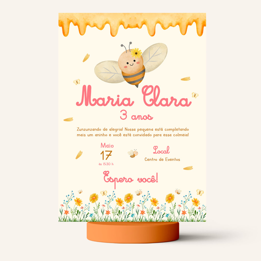 Invitación de cumpleaños de abeja digital