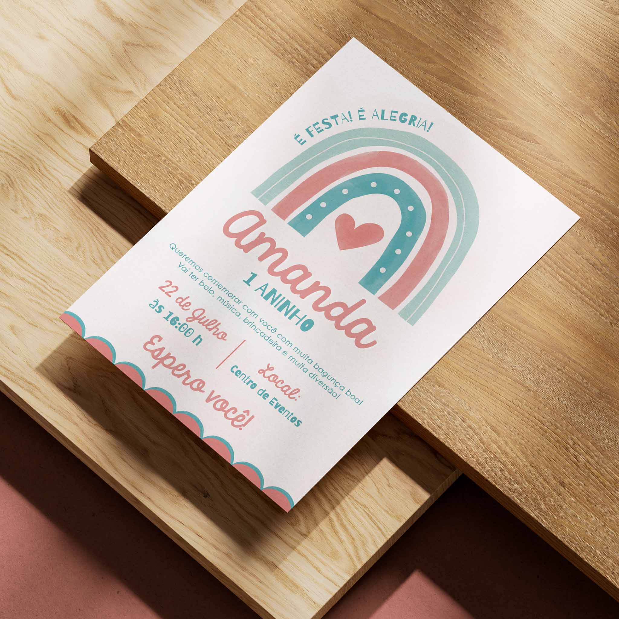 Invitación digital de cumpleaños arcoíris