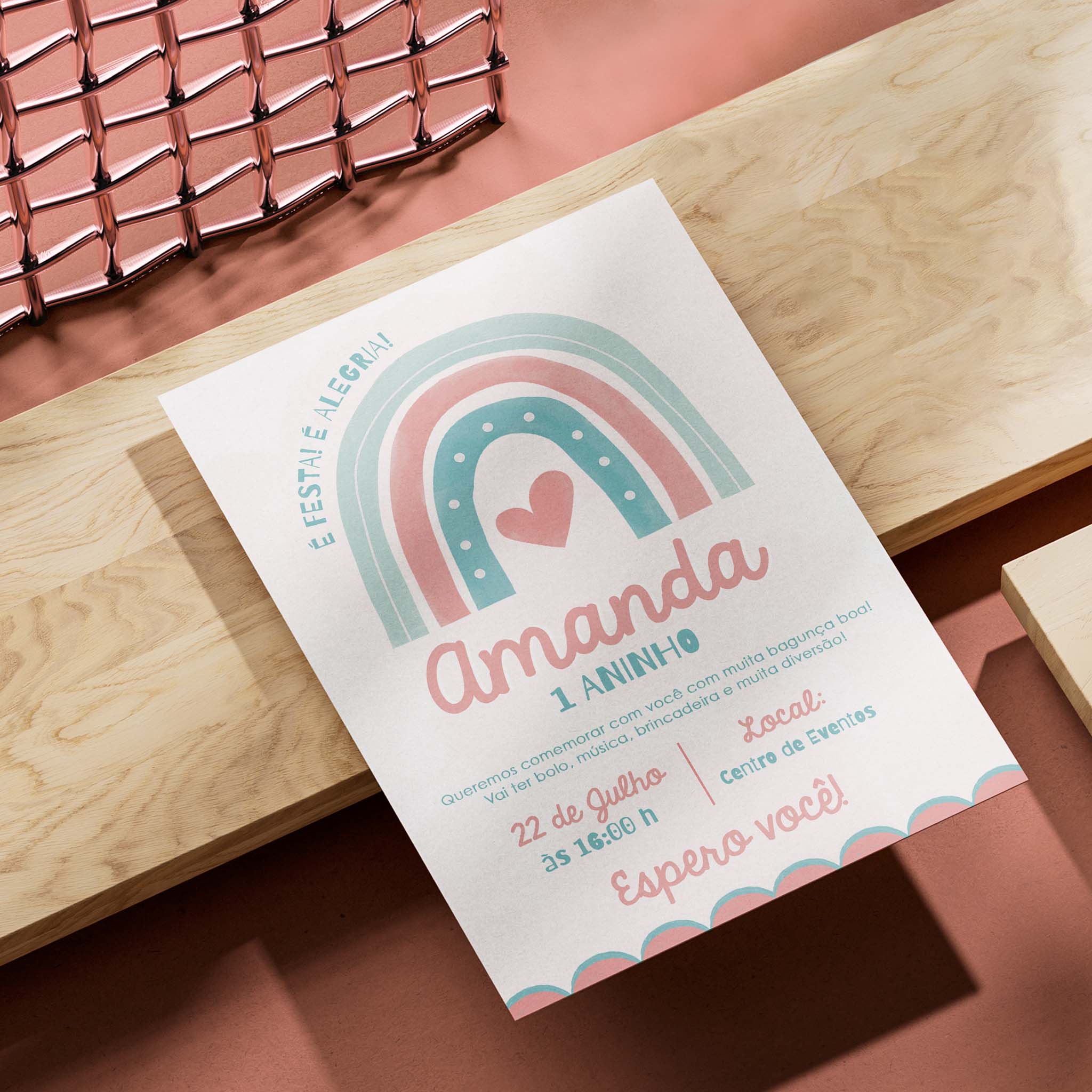 Invitación digital de cumpleaños arcoíris
