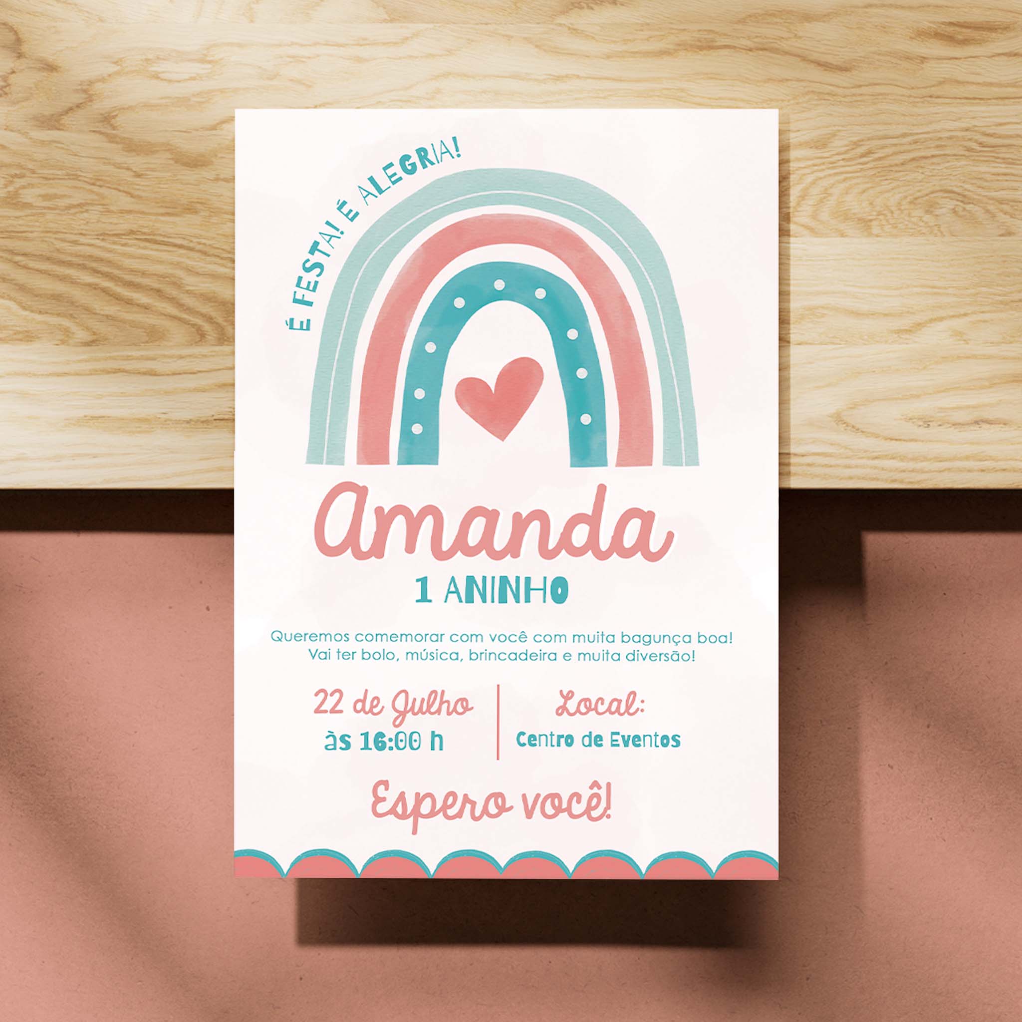 Invitación digital de cumpleaños arcoíris