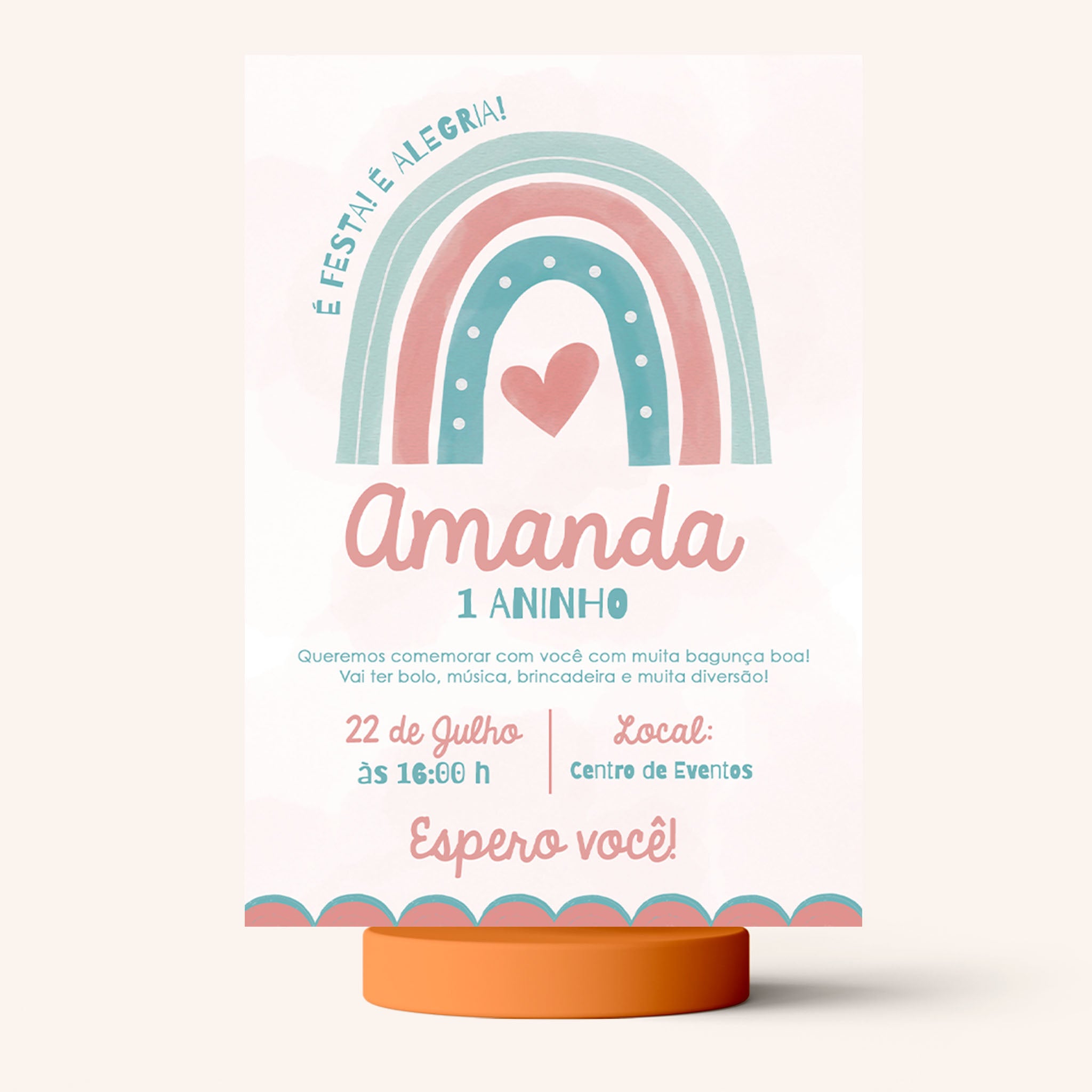 Invitación digital de cumpleaños arcoíris