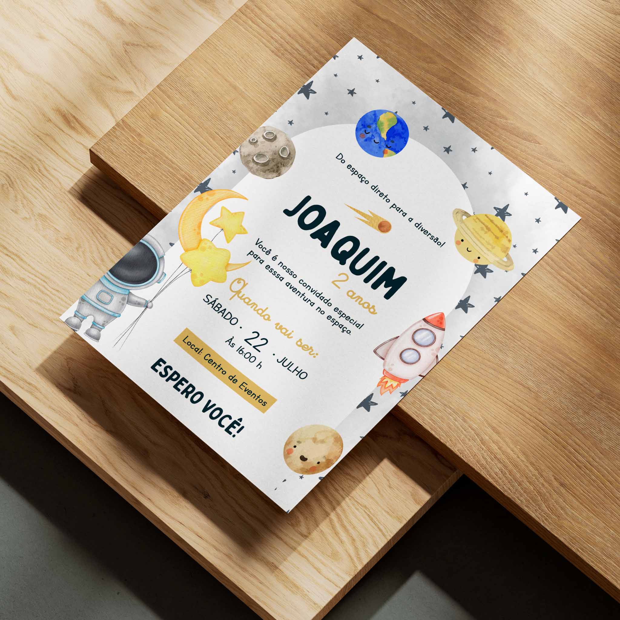Invitación digital de cumpleaños de astronauta