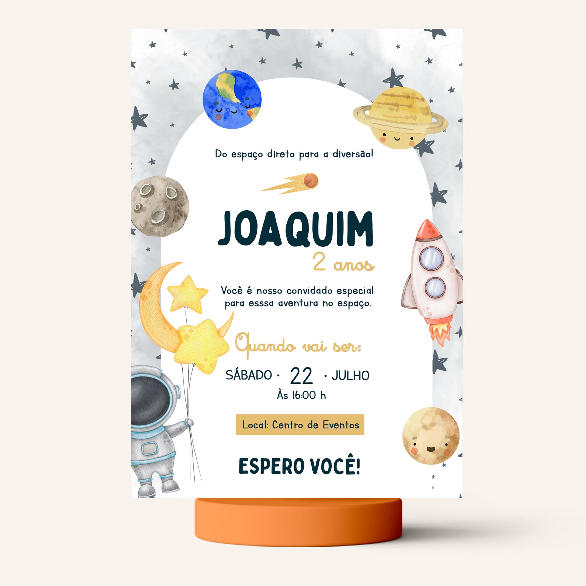 Invitación digital de cumpleaños de astronauta