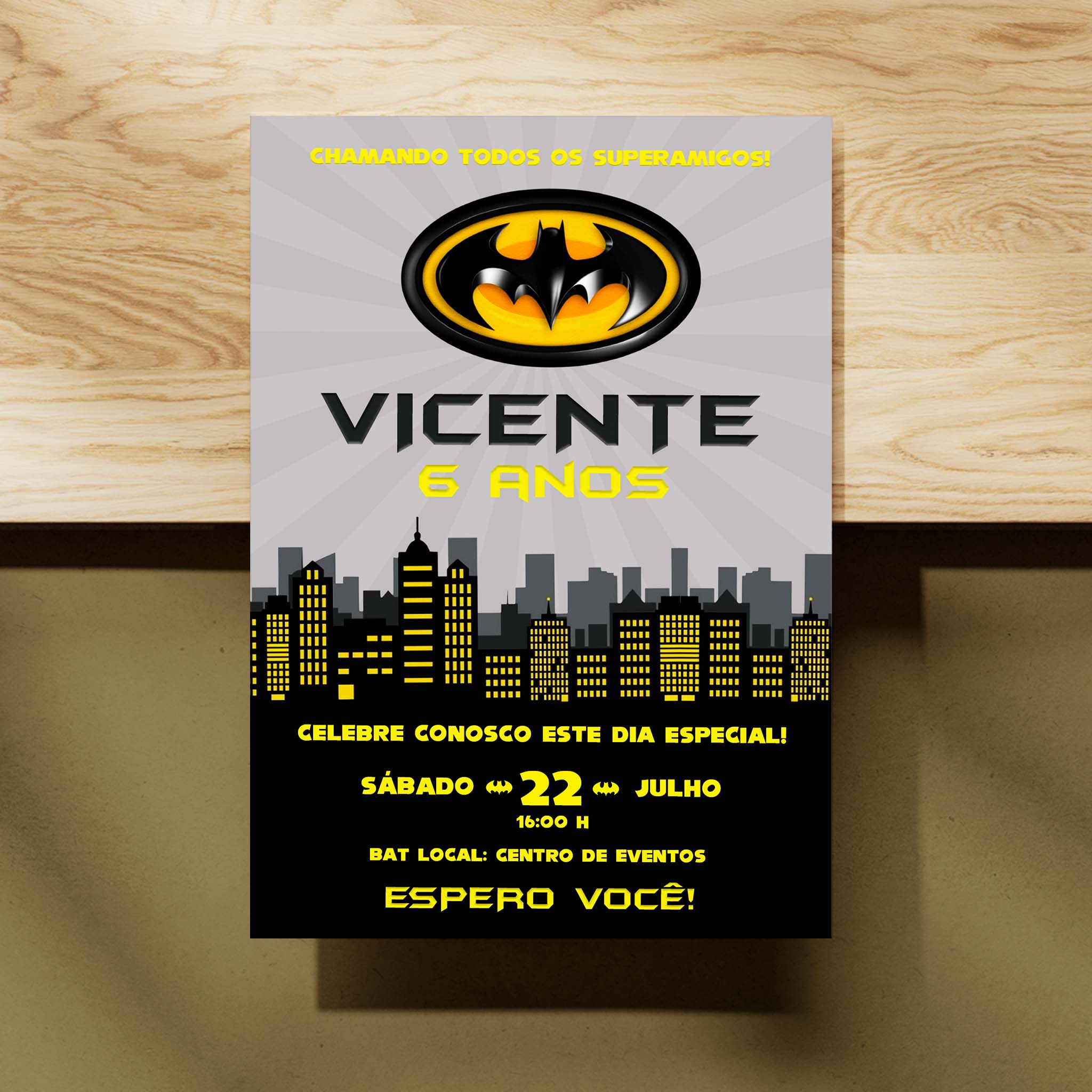 Invitación digital de cumpleaños de Batman