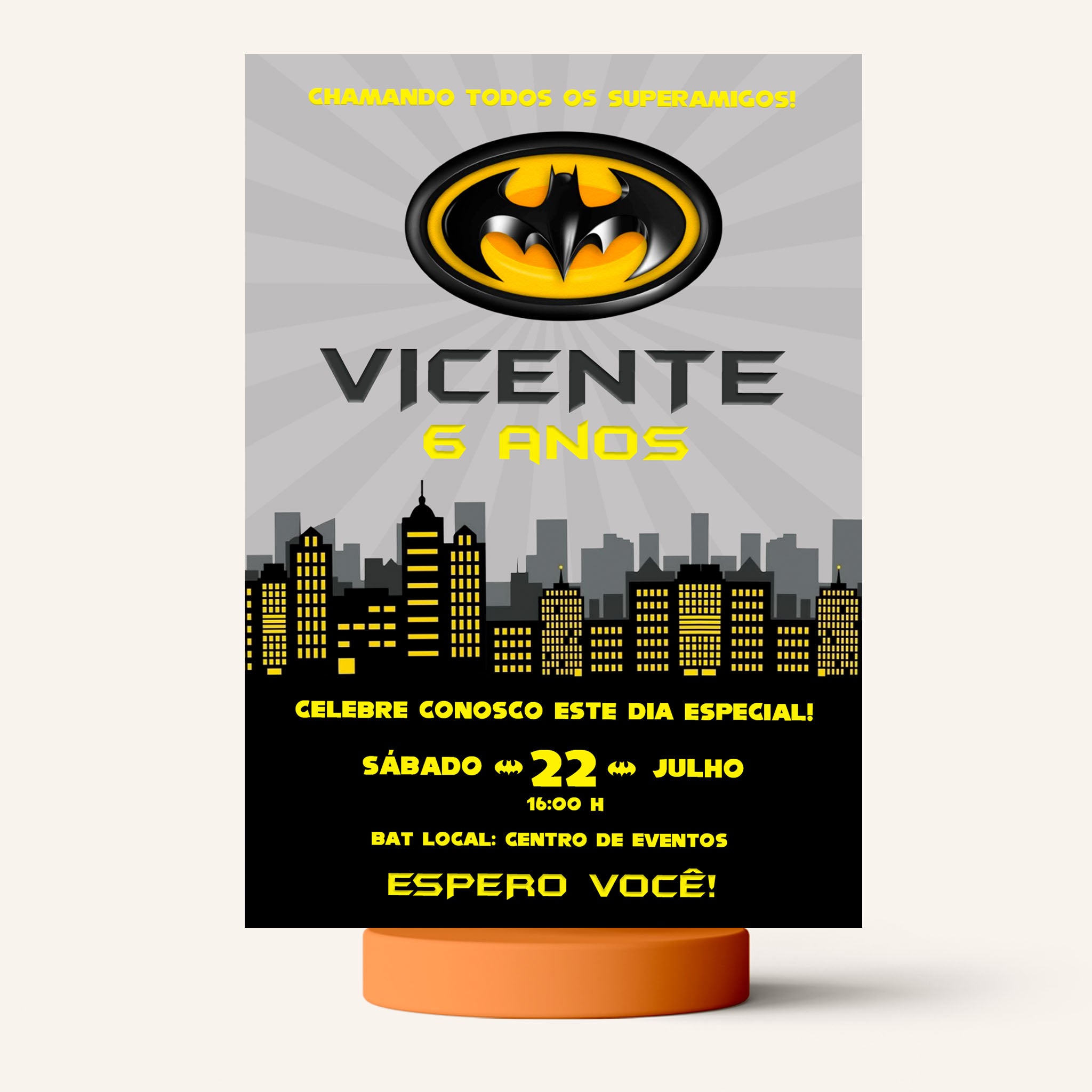 Invitación digital de cumpleaños de Batman