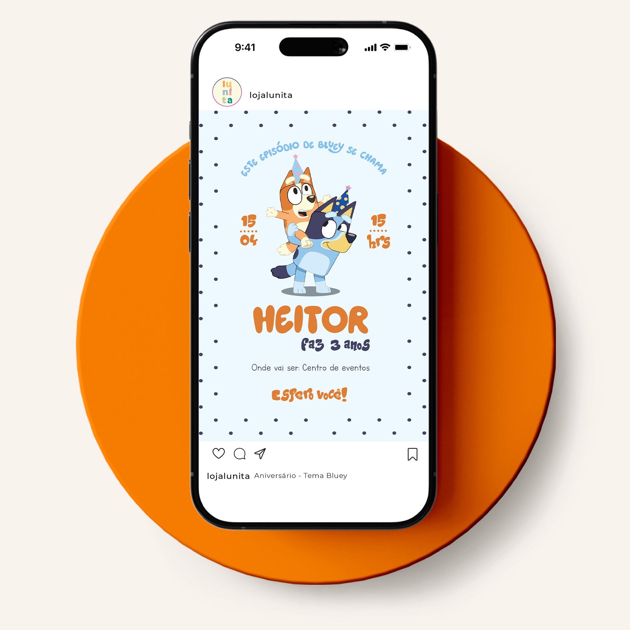 Invitación digital de cumpleaños de Bluey