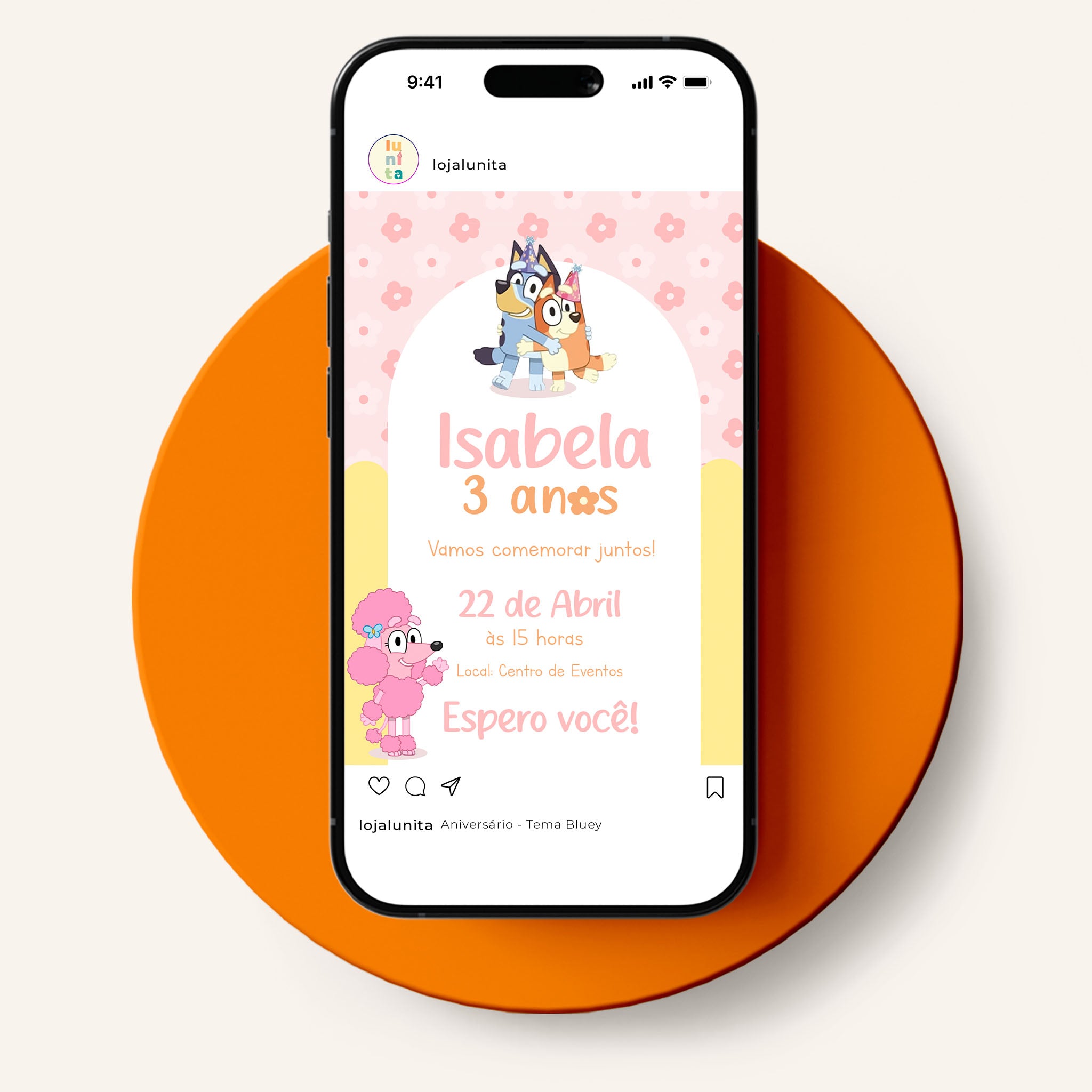 Invitación digital de cumpleaños de Bluey