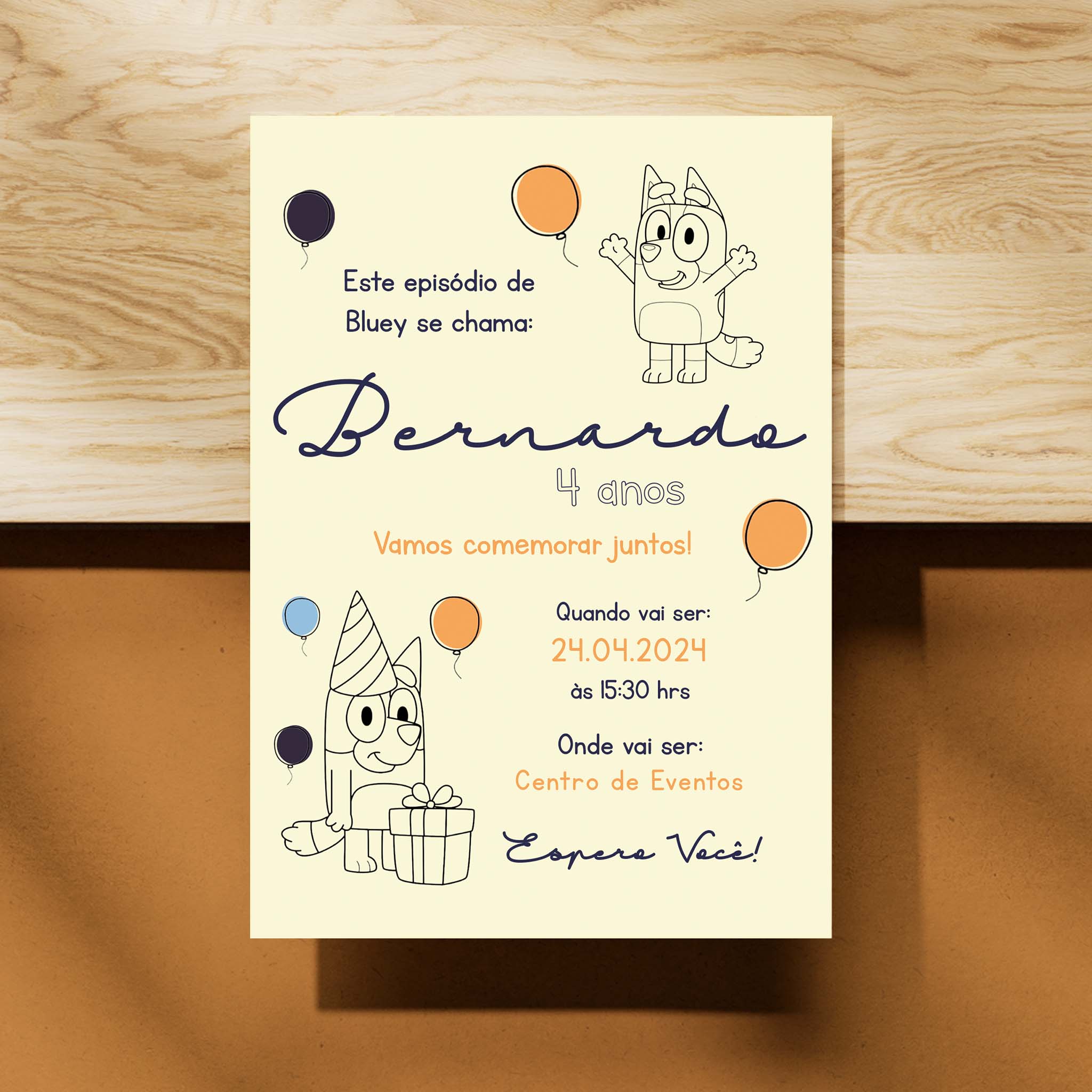 Invitación digital de cumpleaños de Bluey
