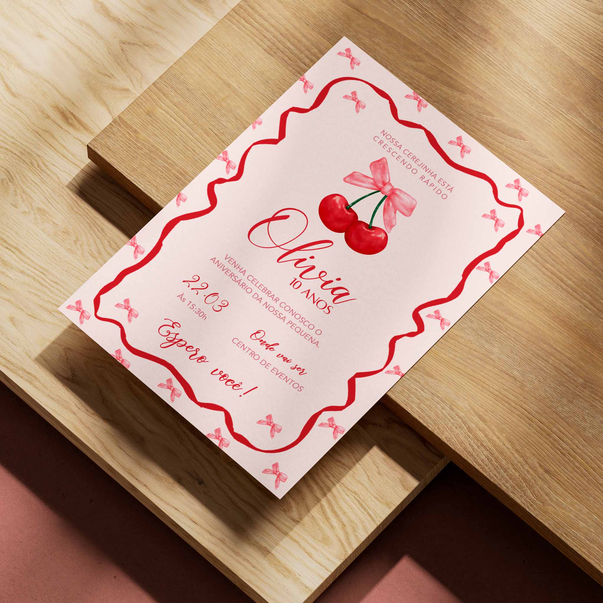 Invitación de cumpleaños de cereza digital