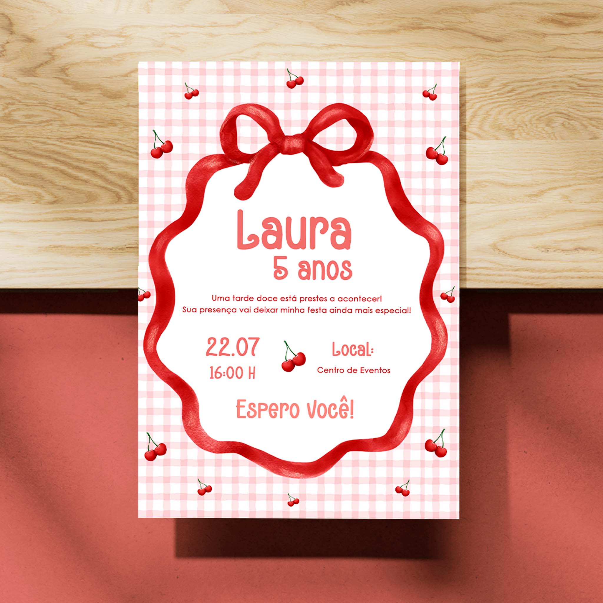 Invitación de cumpleaños de cereza digital
