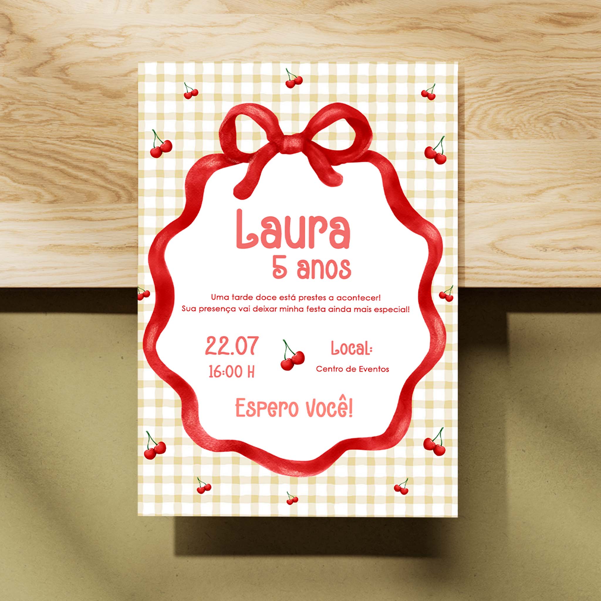 Invitación de cumpleaños de cereza digital