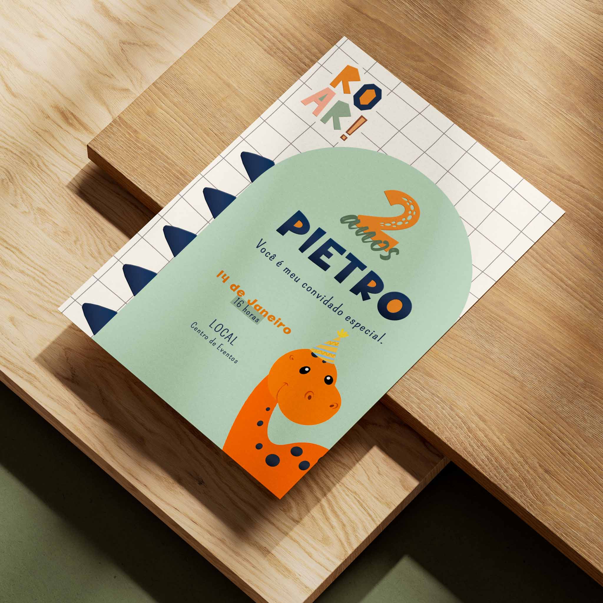Invitación digital de cumpleaños de dinosaurio