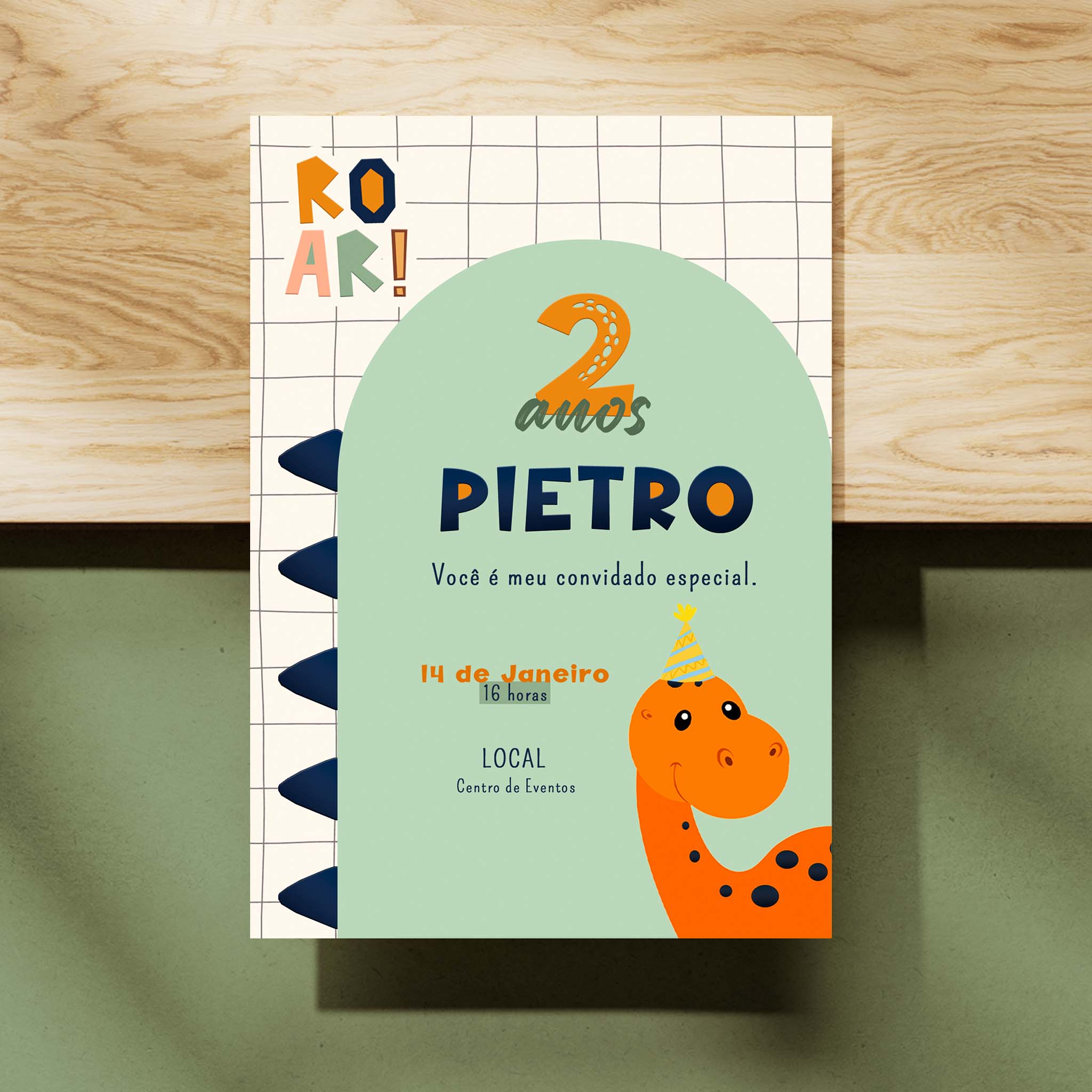 Invitación digital de cumpleaños de dinosaurio