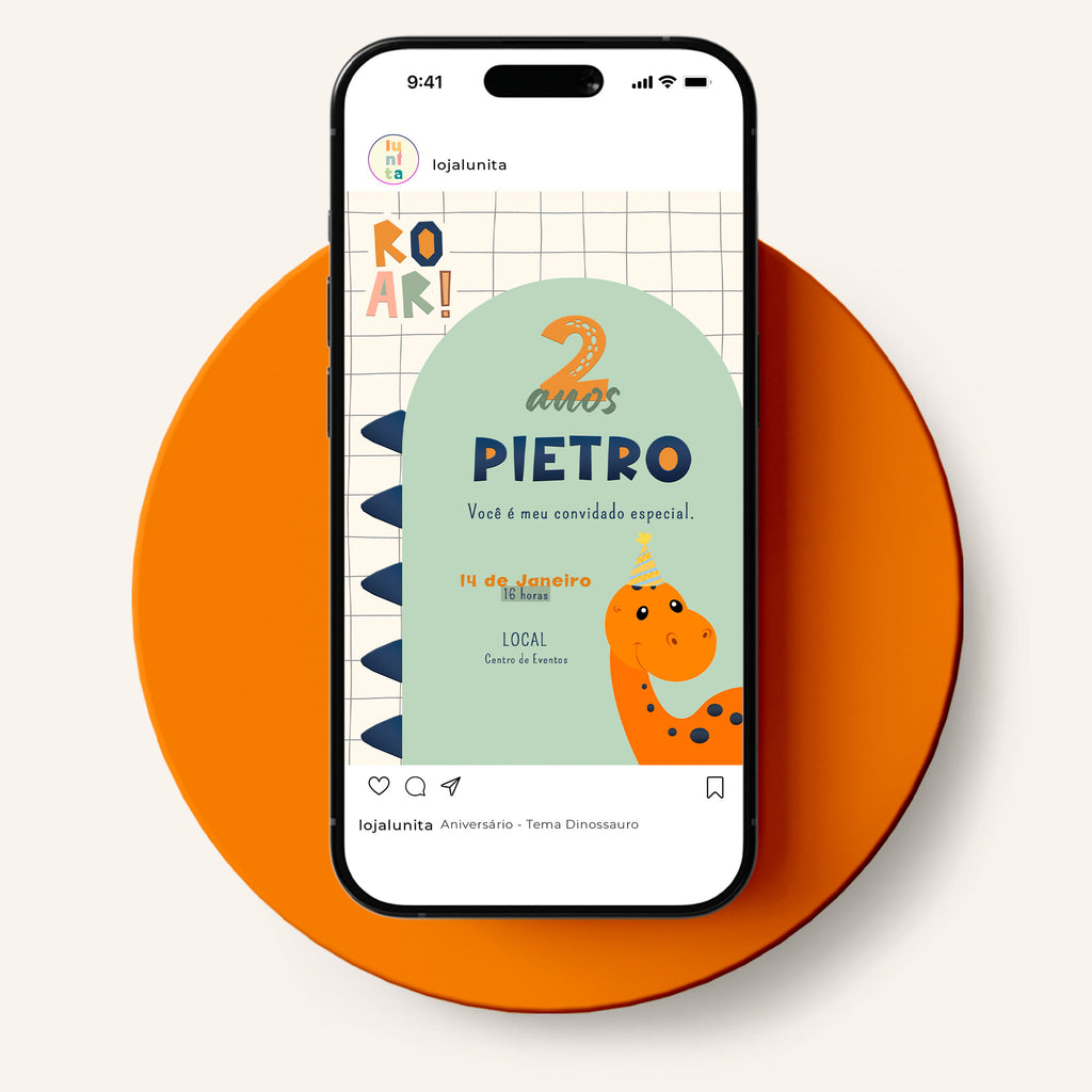 Invitación digital de cumpleaños de dinosaurio