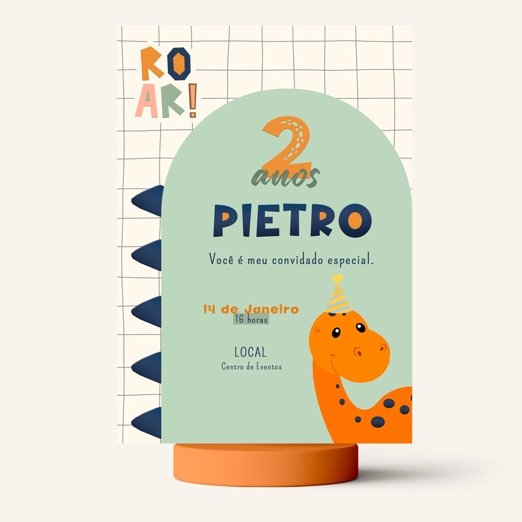 Invitación digital de cumpleaños de dinosaurio