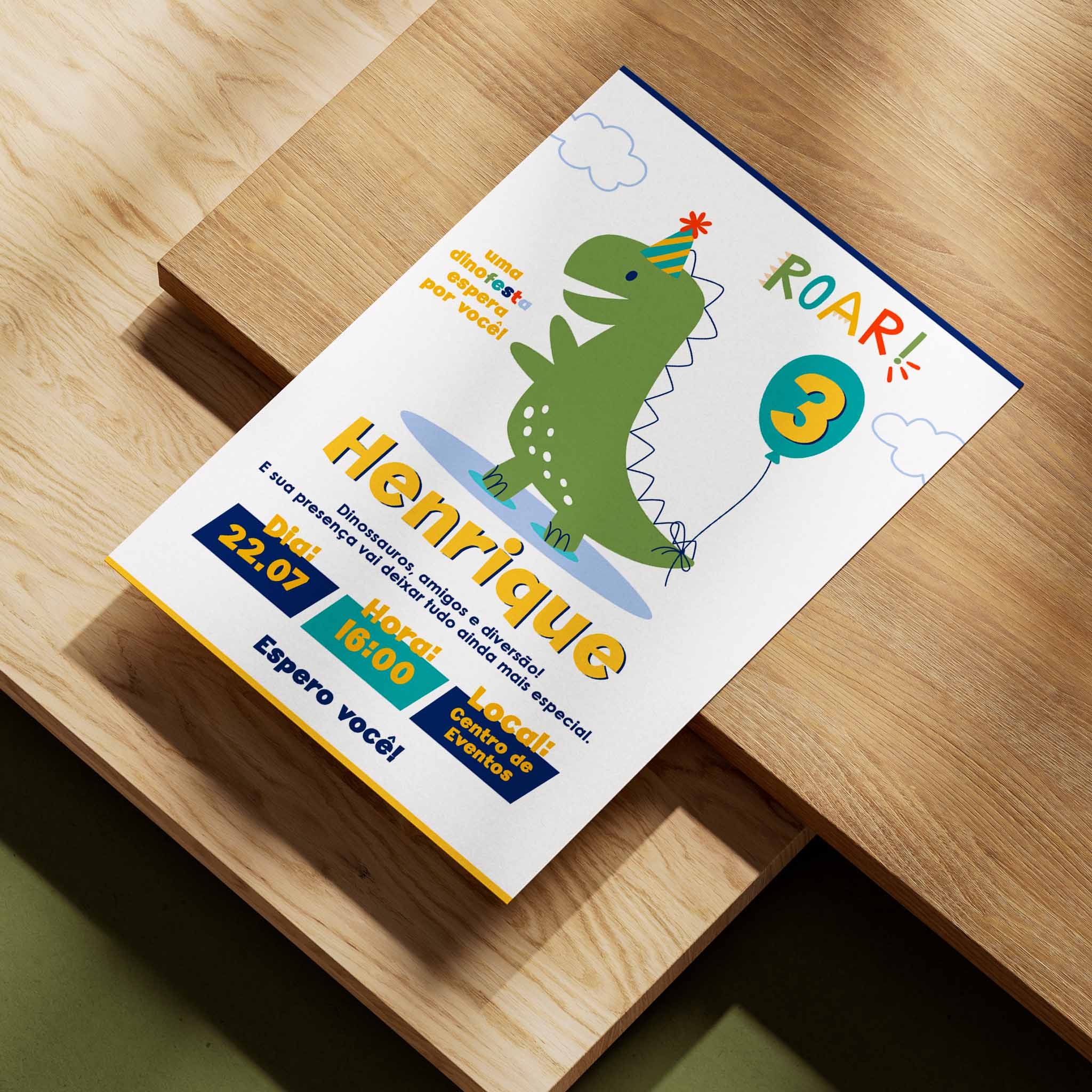 Invitación digital de cumpleaños de dinosaurio