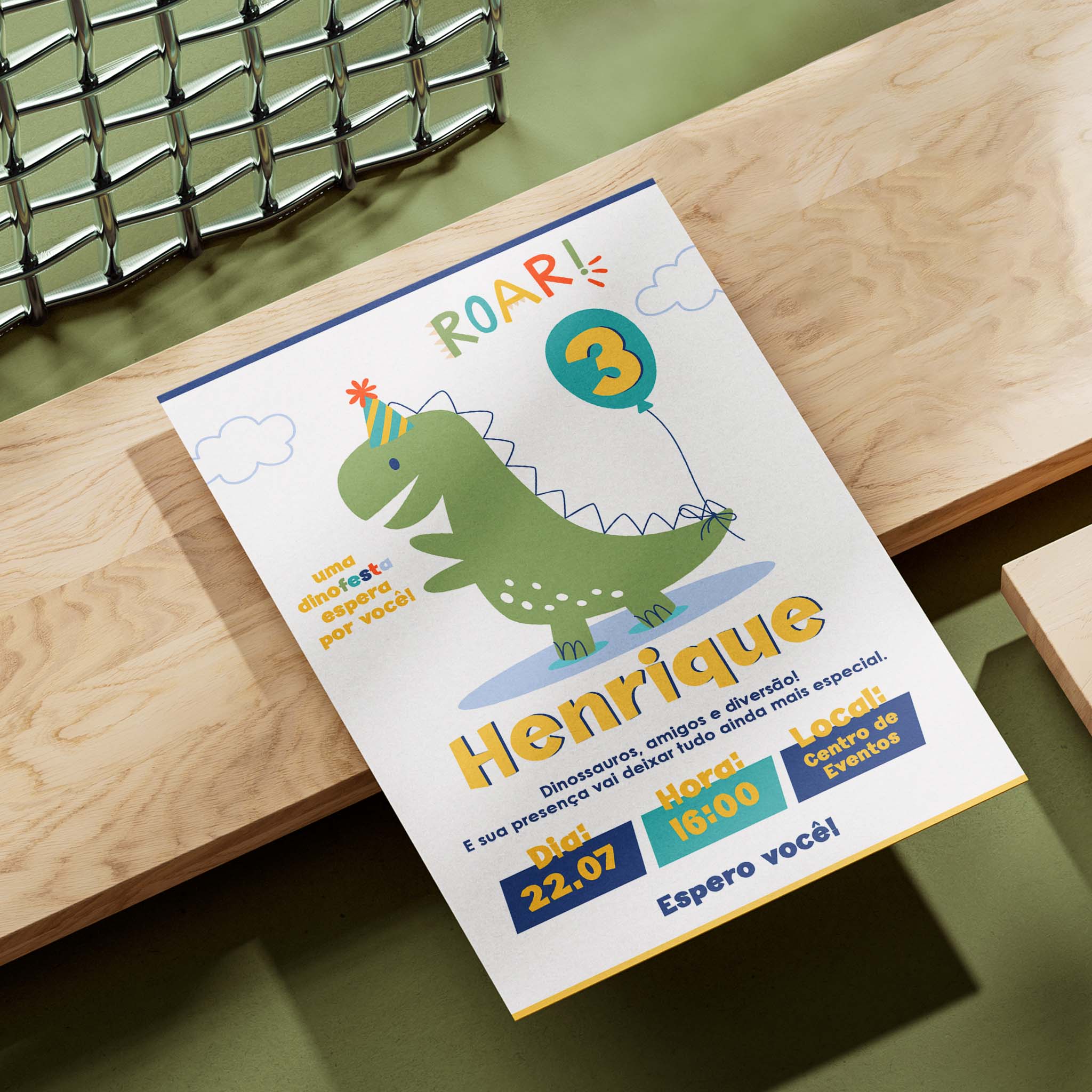 Invitación digital de cumpleaños de dinosaurio