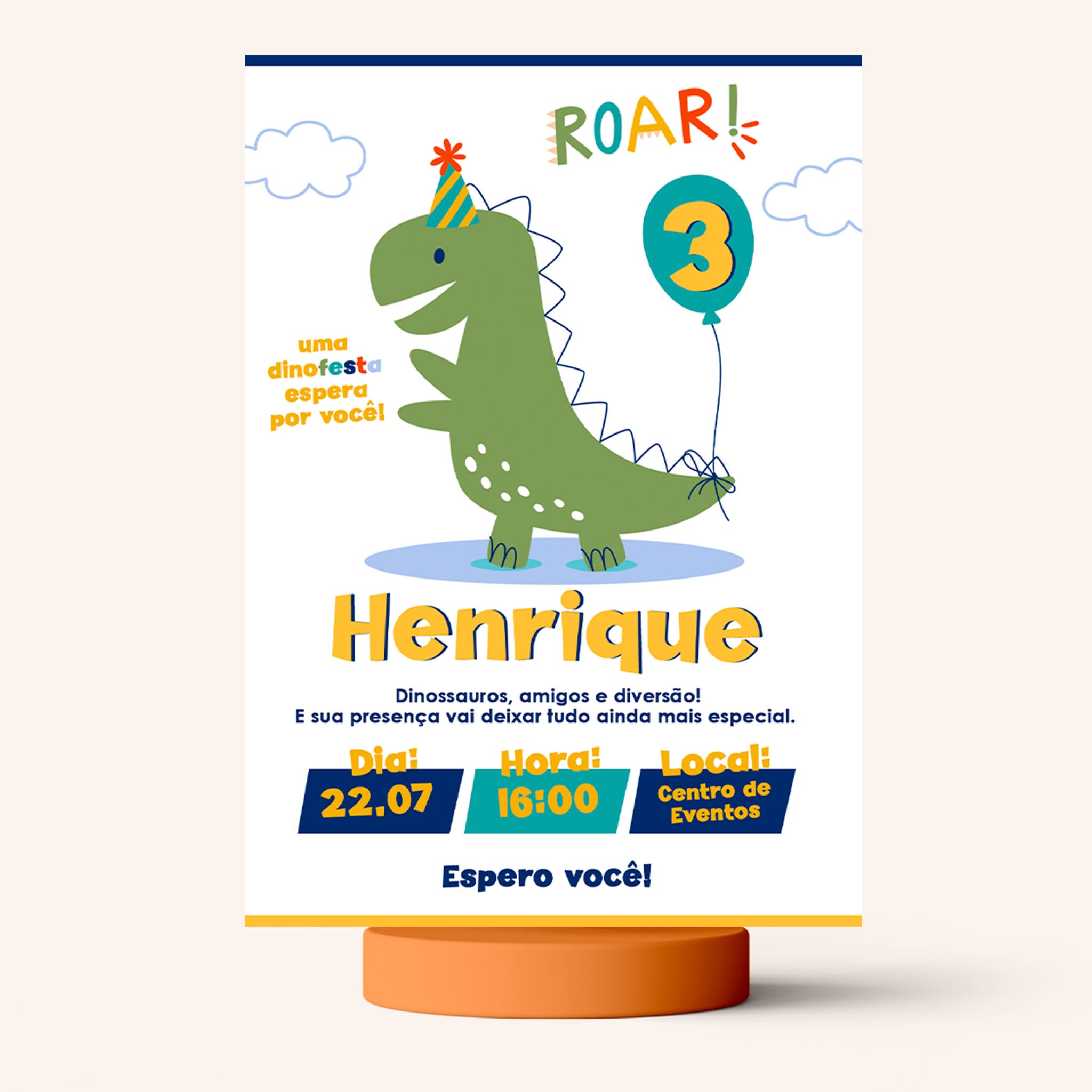 Invitación digital de cumpleaños de dinosaurio