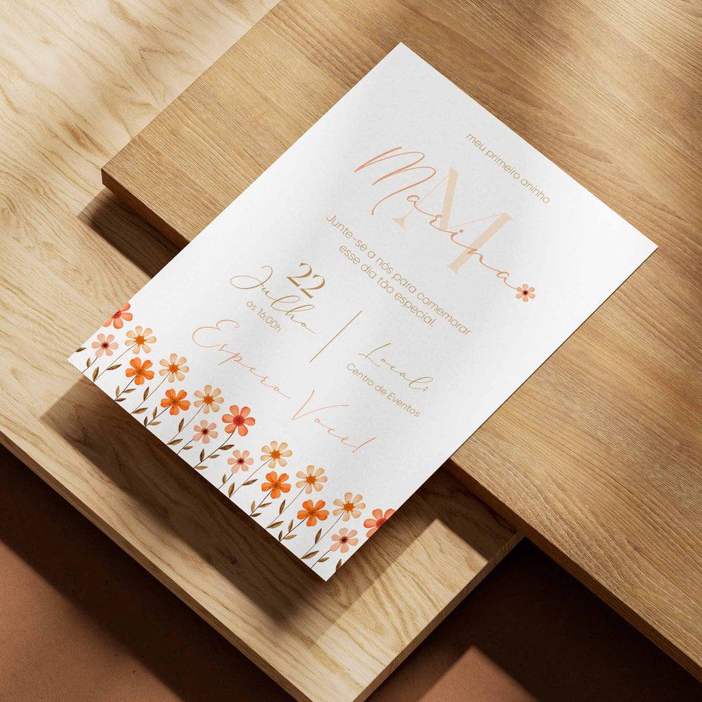 Invitación digital de cumpleaños con flores