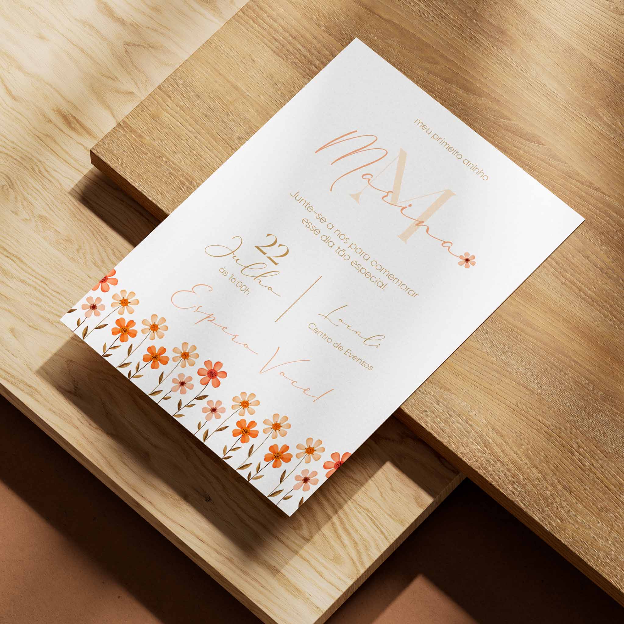 Invitación digital de cumpleaños con flores