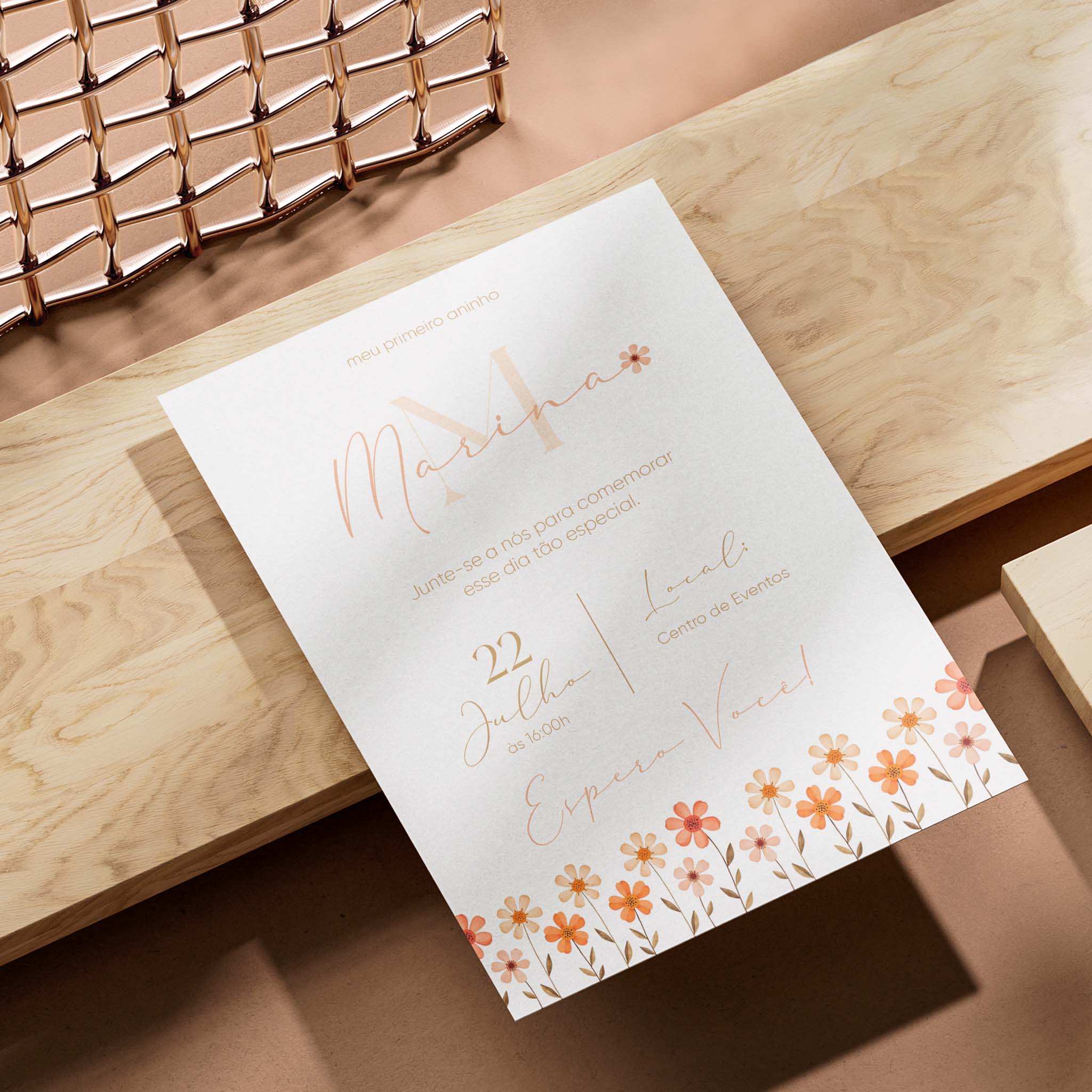 Invitación digital de cumpleaños con flores
