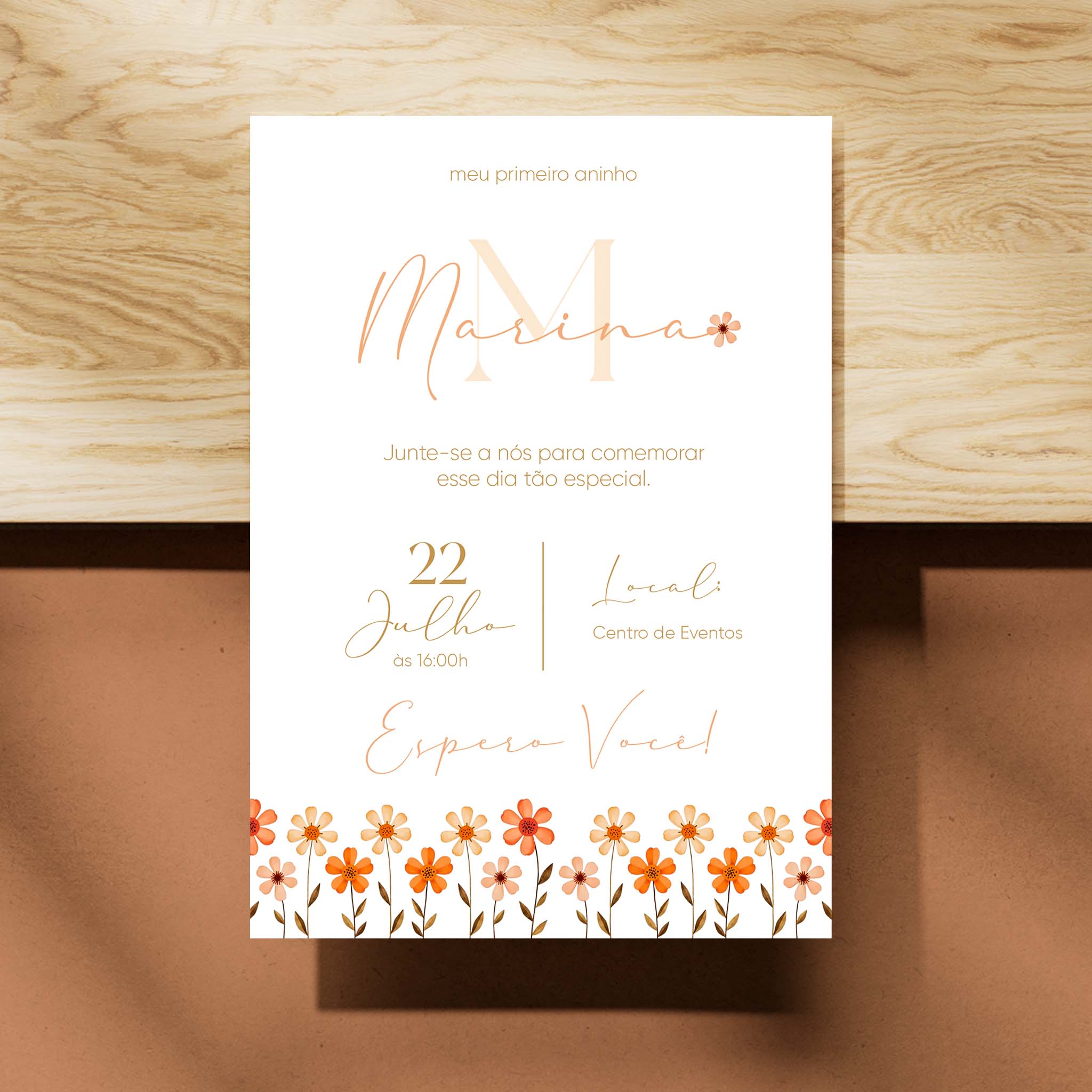 Invitación digital de cumpleaños con flores