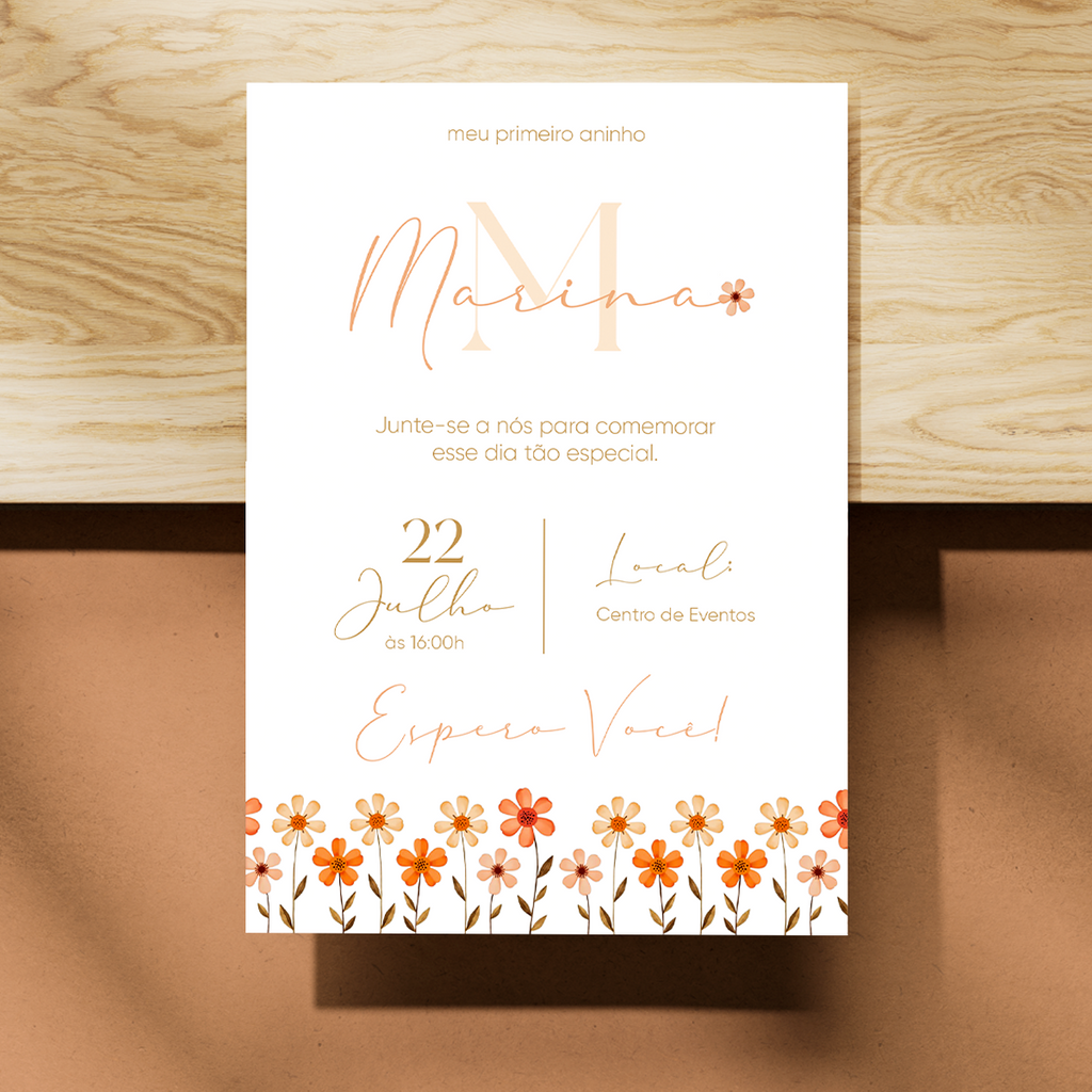 Invitación digital de cumpleaños con flores
