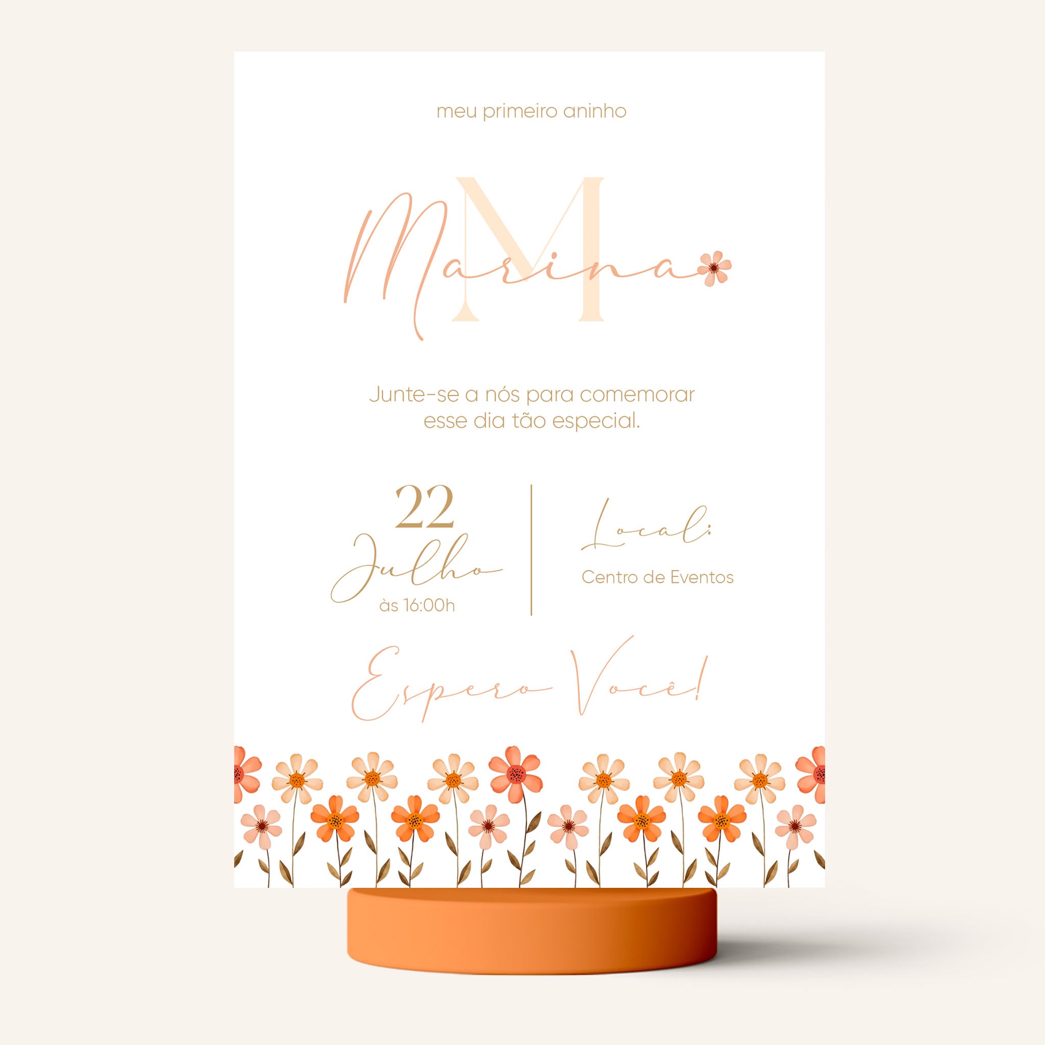 Invitación digital de cumpleaños con flores