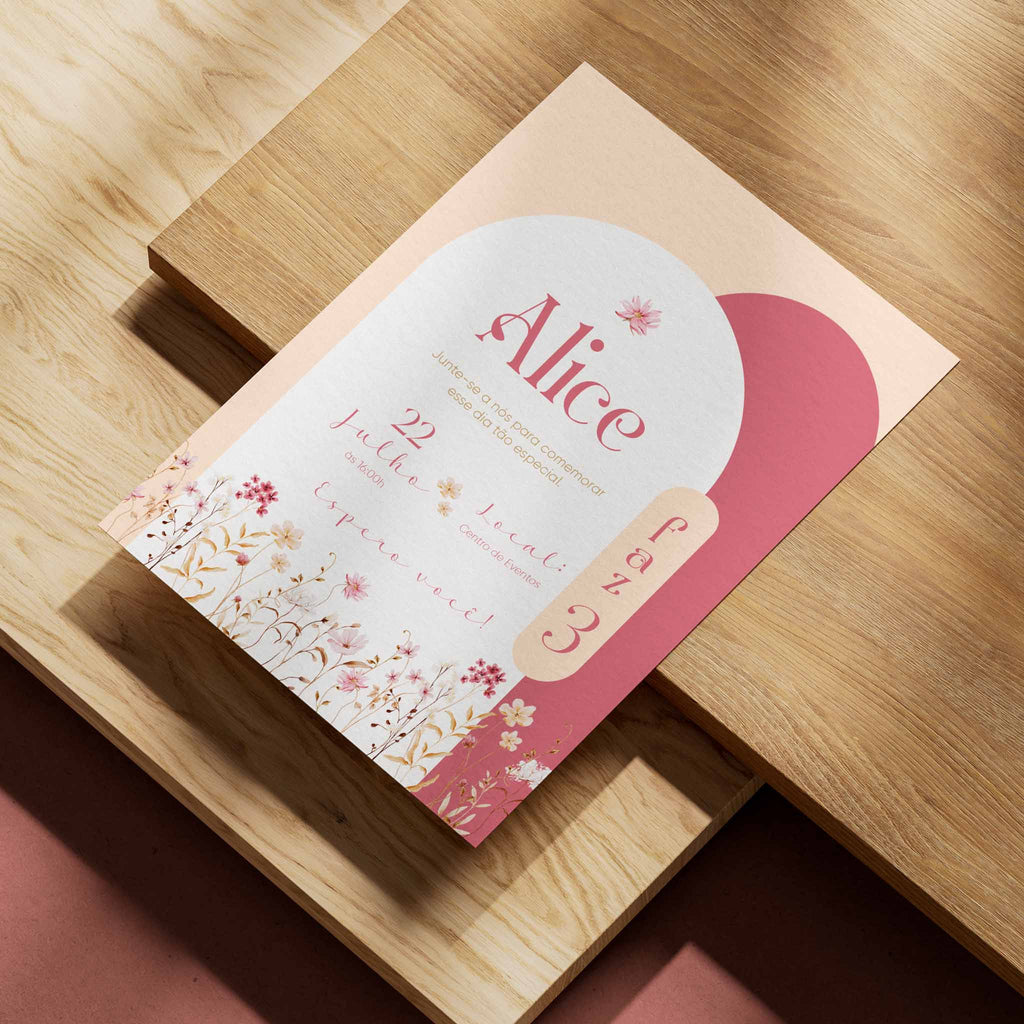 Invitación digital de cumpleaños con flores