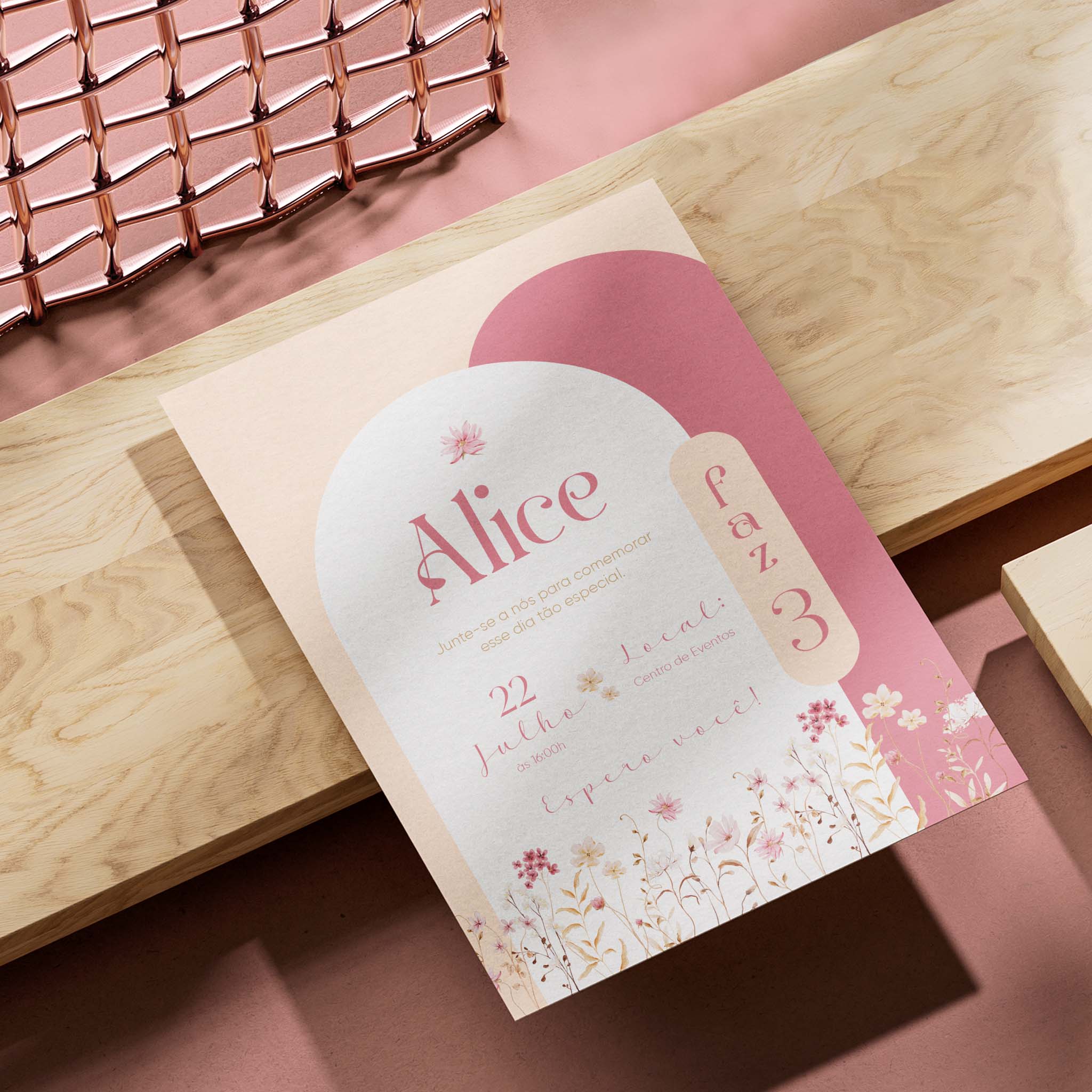 Invitación digital de cumpleaños con flores
