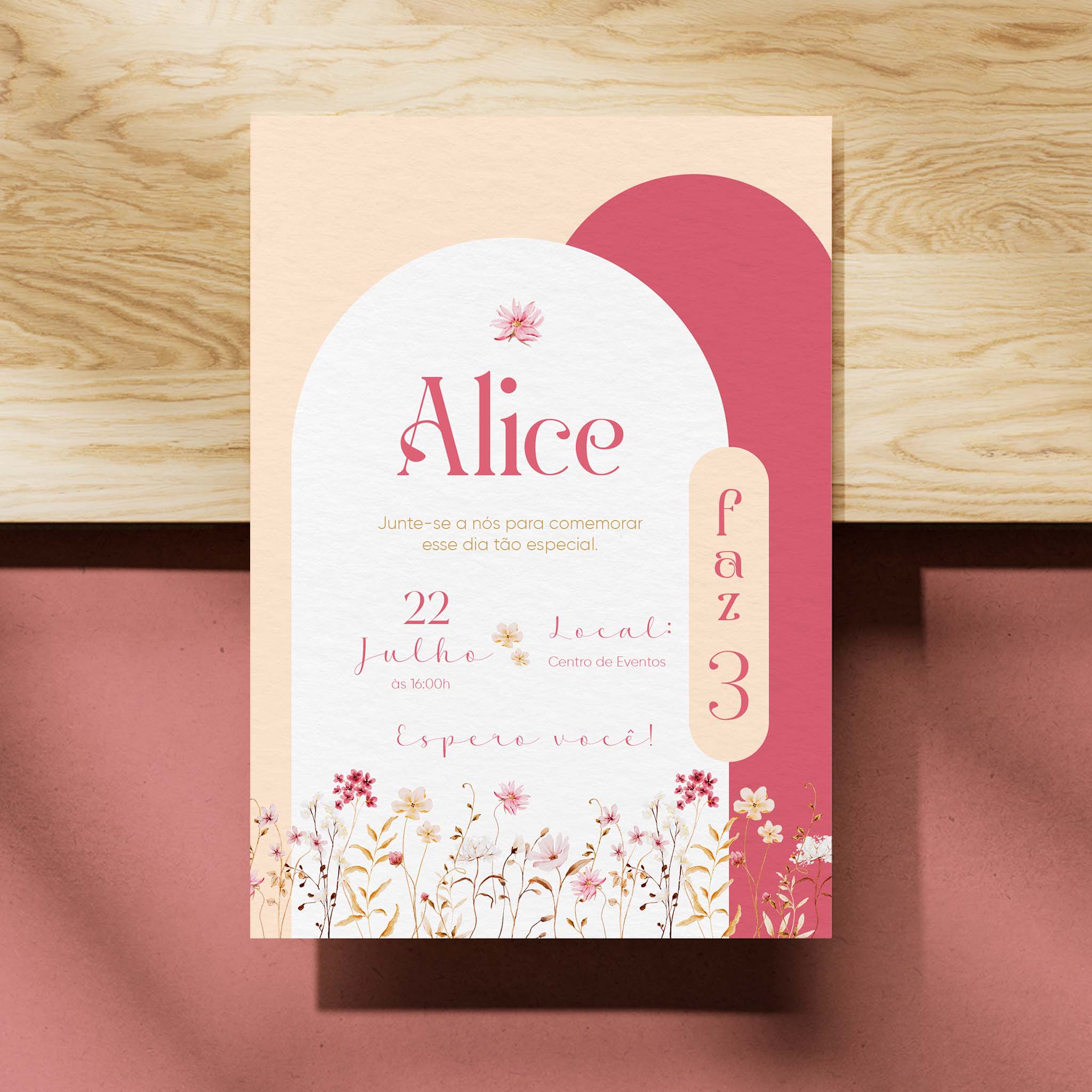 Invitación digital de cumpleaños con flores