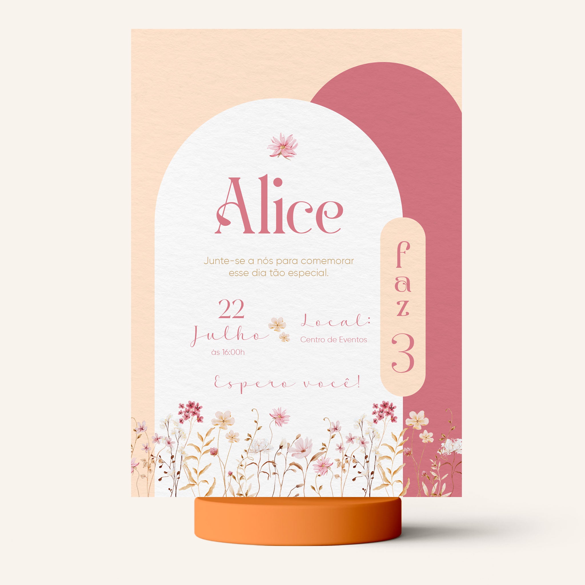 Invitación digital de cumpleaños con flores