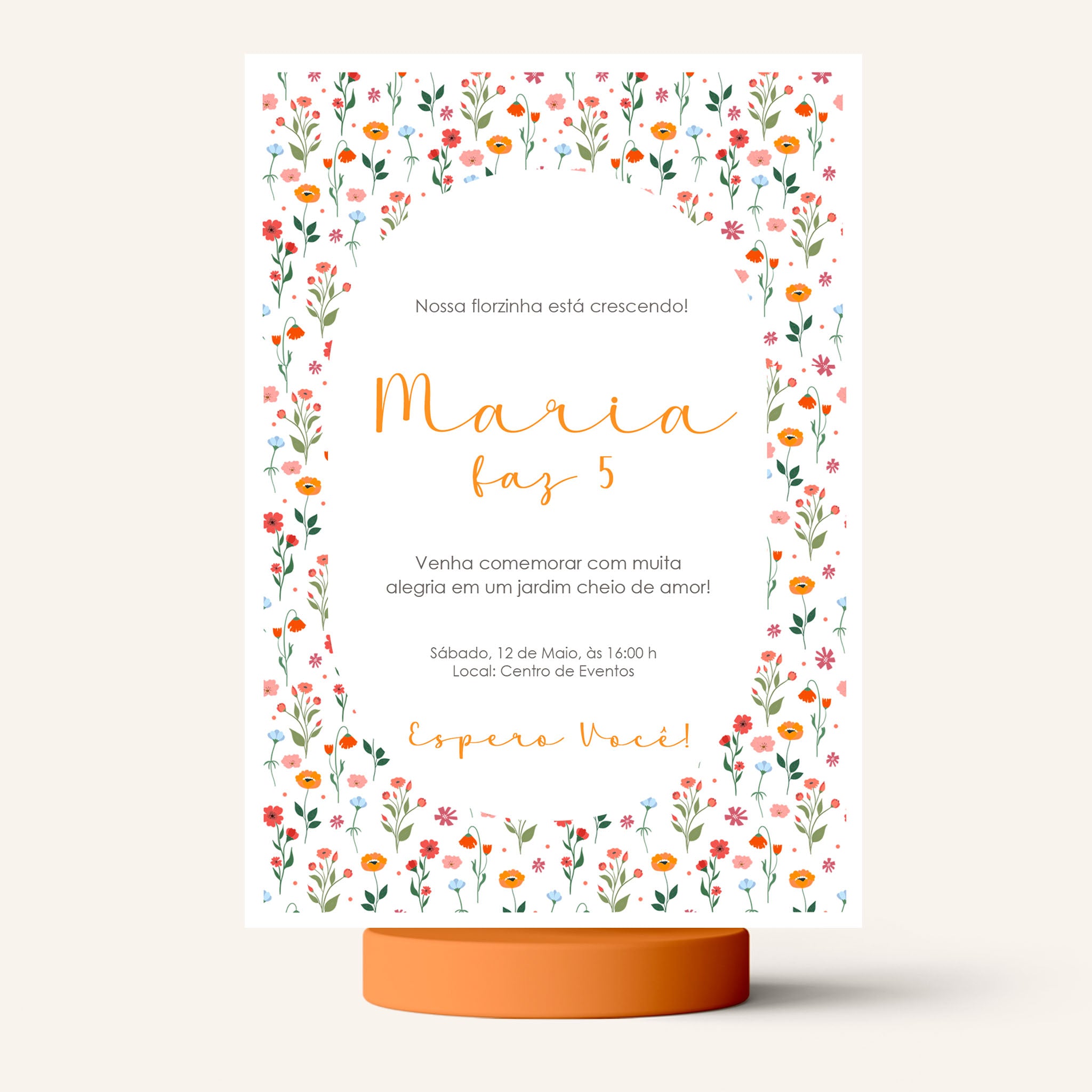 Invitación digital de cumpleaños con flores