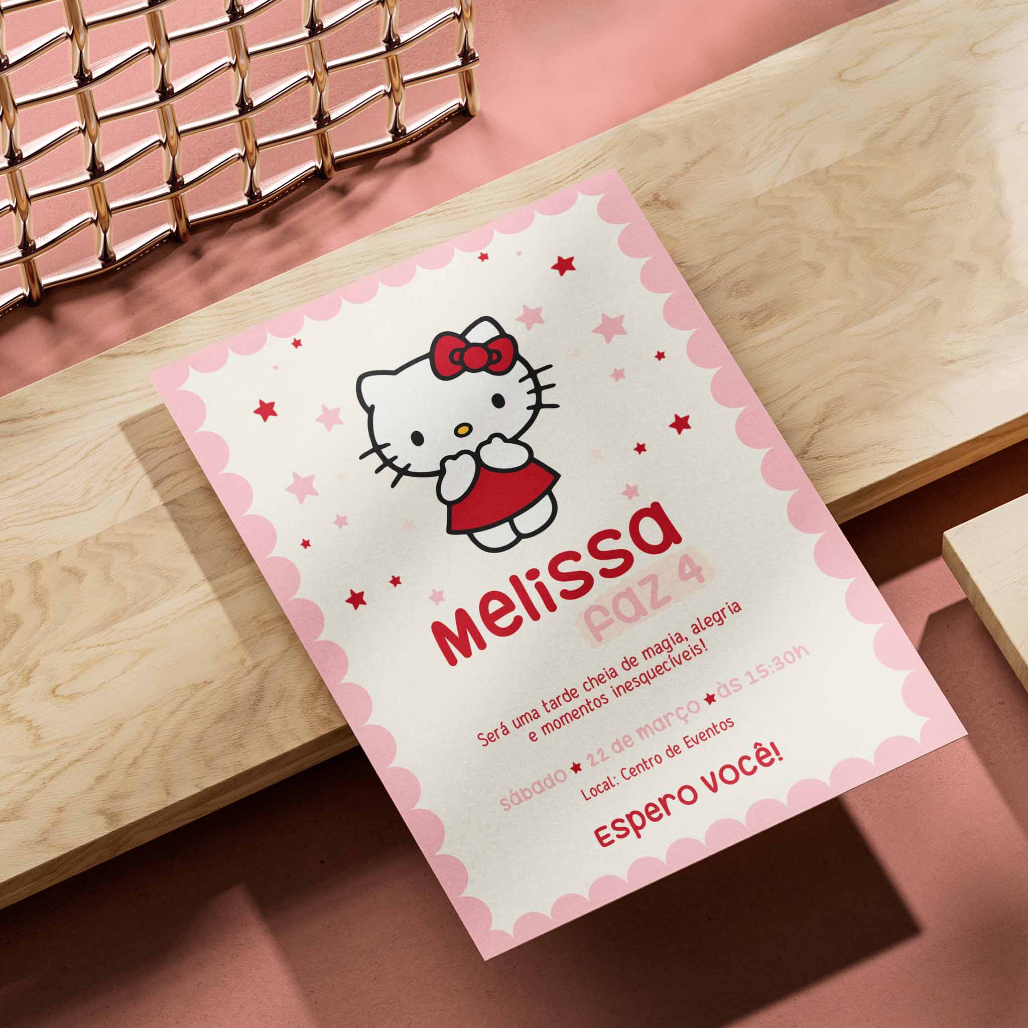 Convite Digital Aniversário Hello Kitty