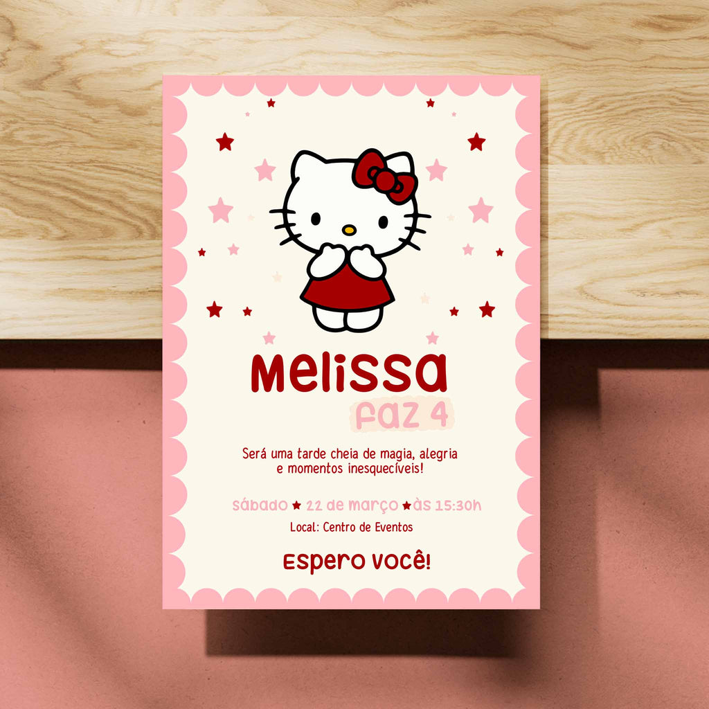 Convite Digital Aniversário Hello Kitty